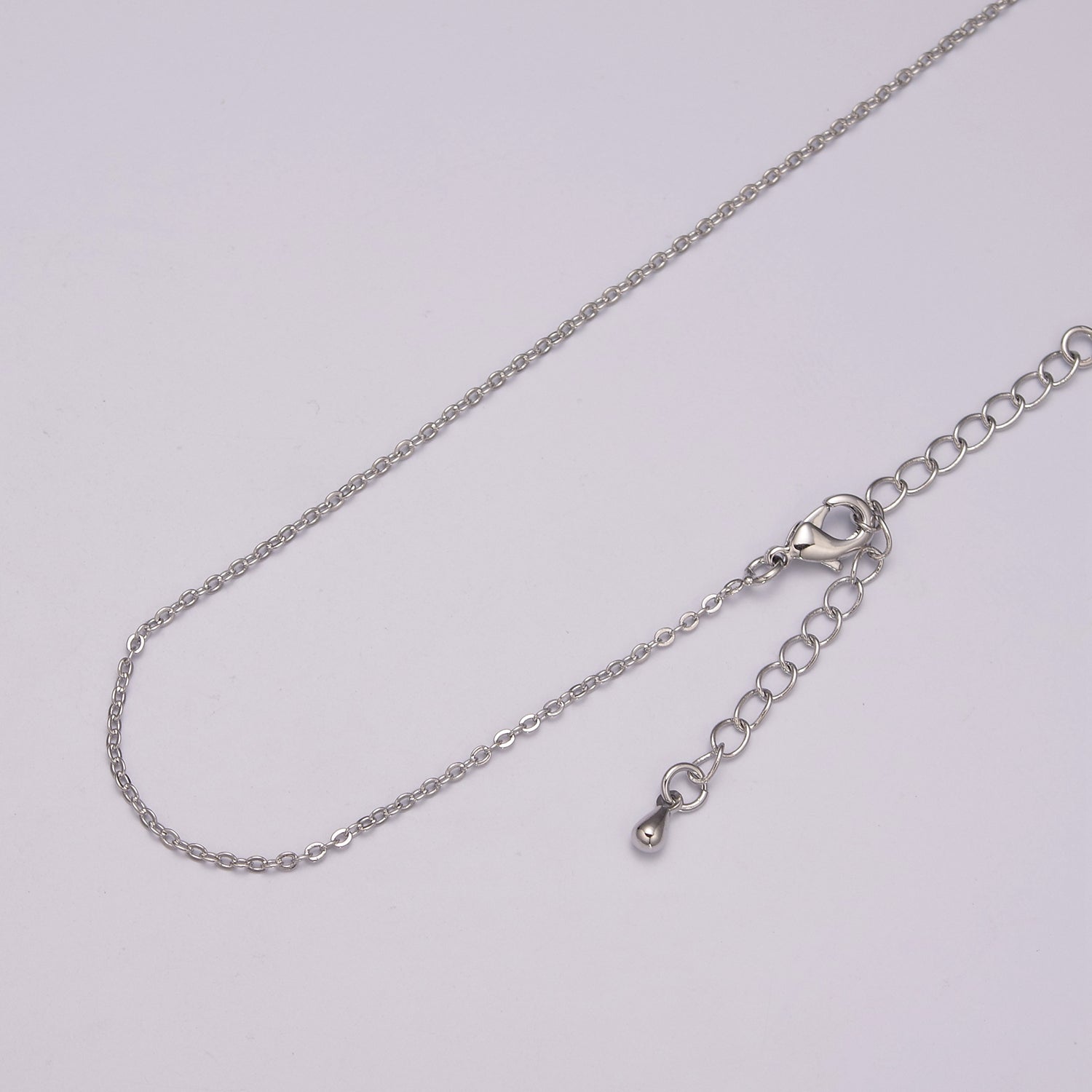 16K Gold Filled 1mm Dainty Cable Chain 18 Inch Layering Necklace w. Extender in Gold & Silver | WA-444 WA-445 - DLUXCA