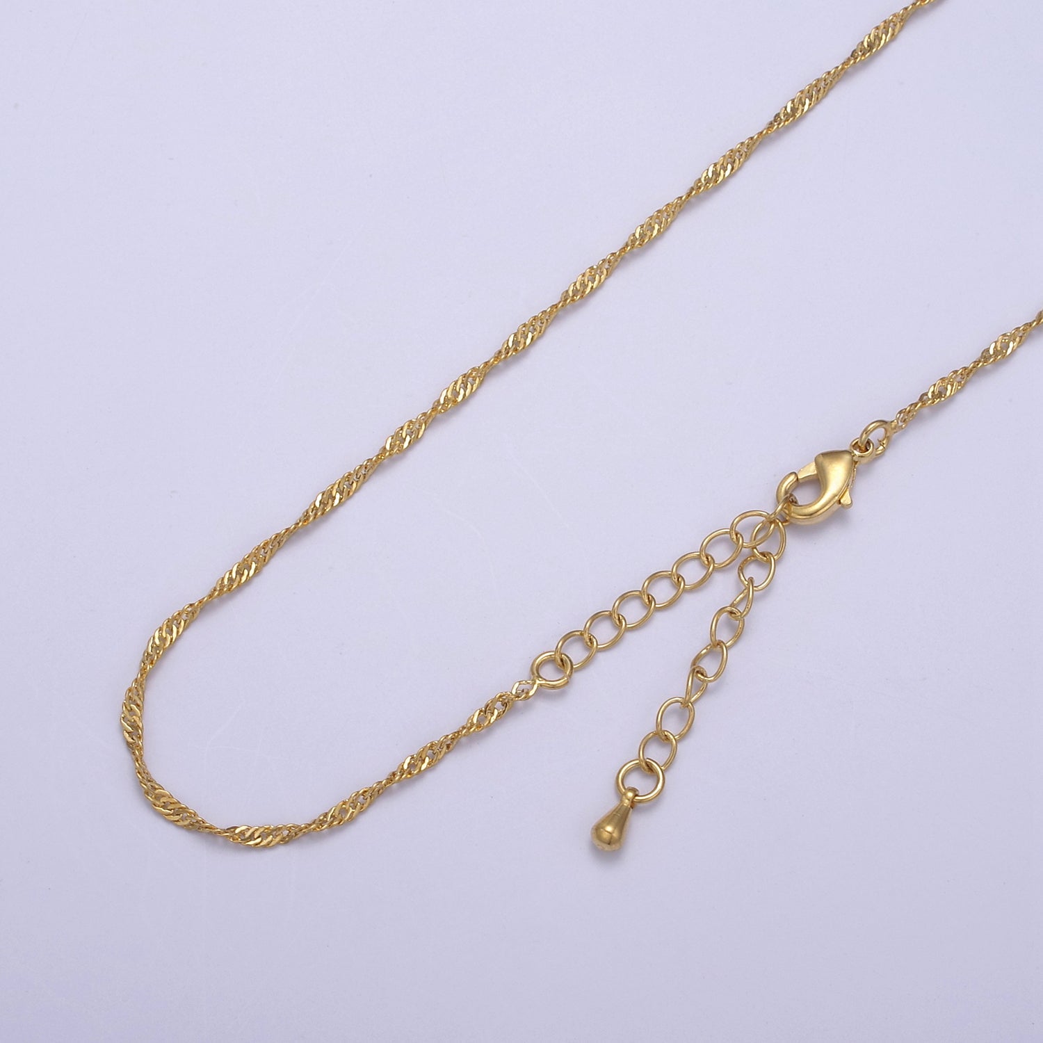 Clearance Pricing BLOWOUT | 14K Gold Filled 1.7mm Dainty Singapore Chain 18 Inch Layering Necklace w. Extender in Gold | WA-727 - DLUXCA