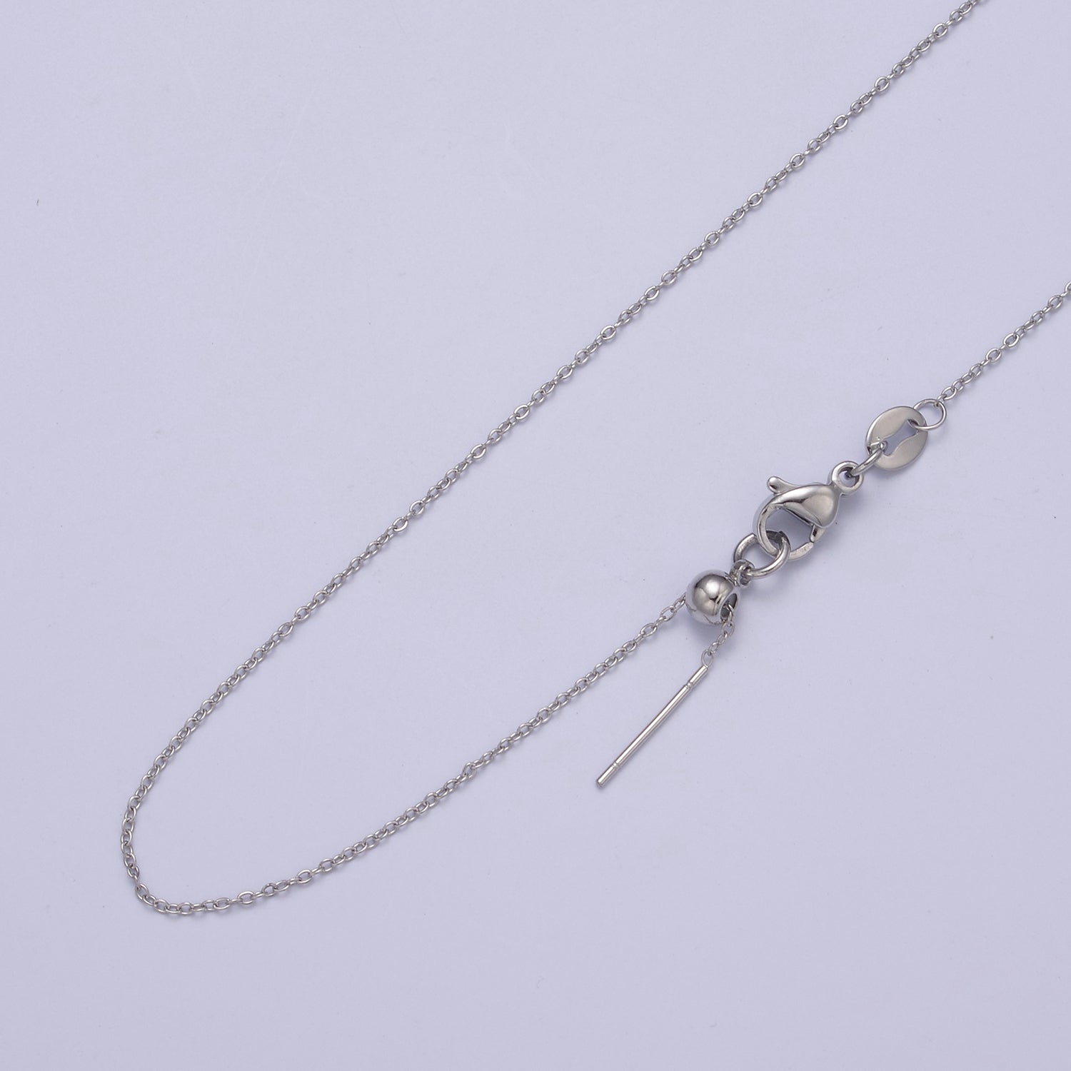 14K Gold Filled 0.6mm Dainty Cable Chain 18 Inch Layering Cable Slider Necklace in Silver & Gold | WA728 WA735 - DLUXCA