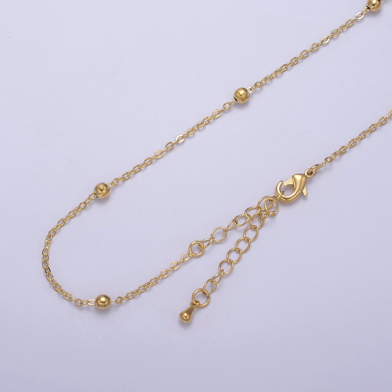 24K Gold Filled 3.4mm Satellite Cable Chain 18 Inch Layering Necklace w. Extender | WA-729 - DLUXCA