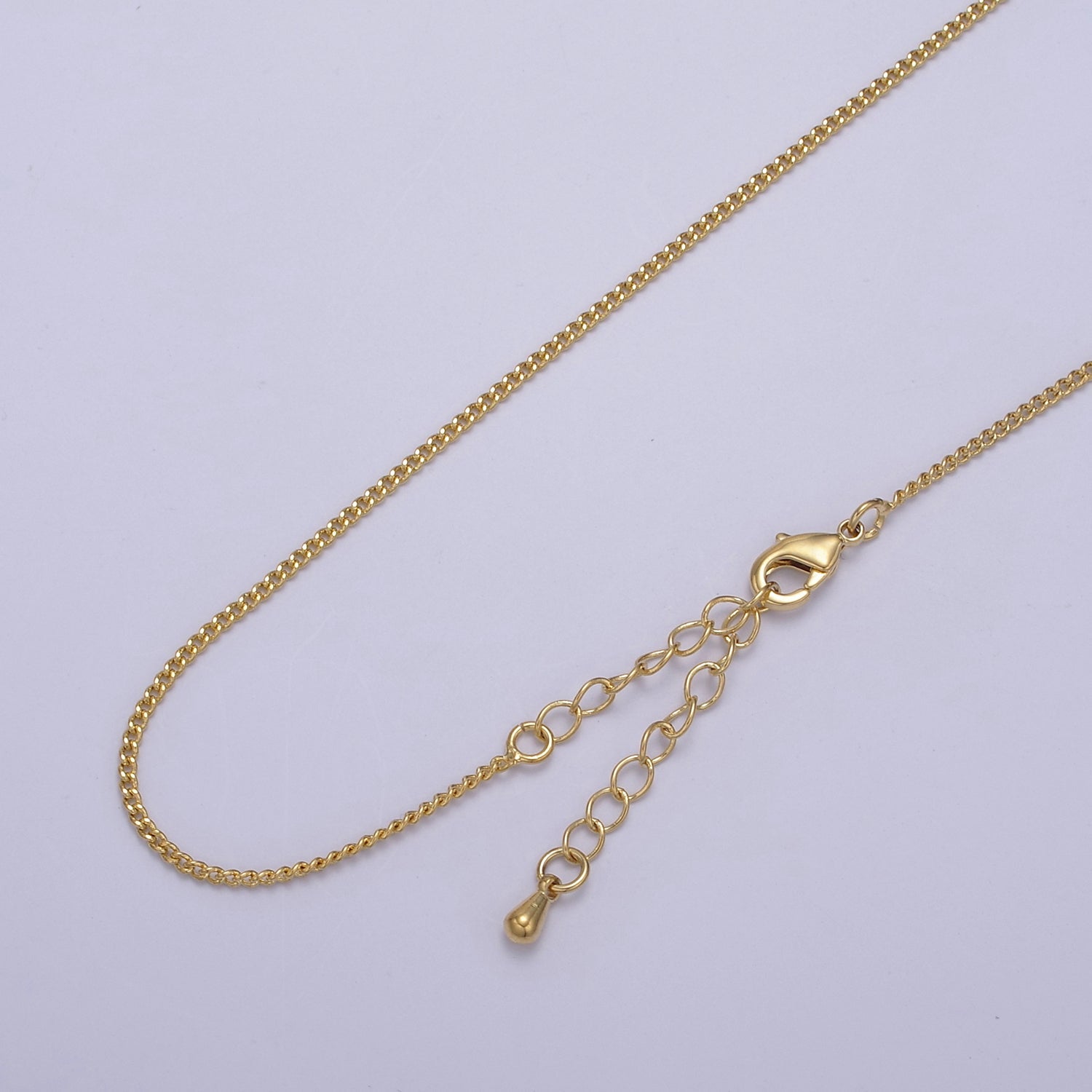 1.5mm Dainty Curb Chain 18 Inch Layering Necklace w. Extender in Silver & Gold | WA-435 WA-730 - DLUXCA