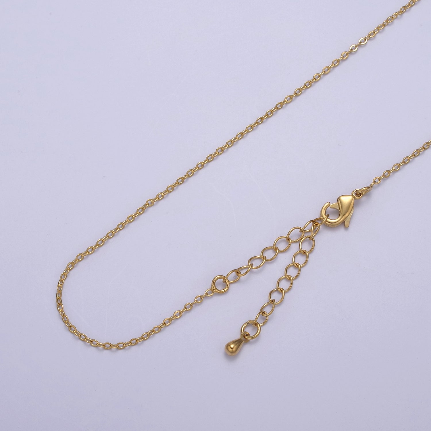 14K Gold Filled 1.4mm Dainty Cable 18 Inch Layering Chain Necklace w. Extender | WA-734 - DLUXCA