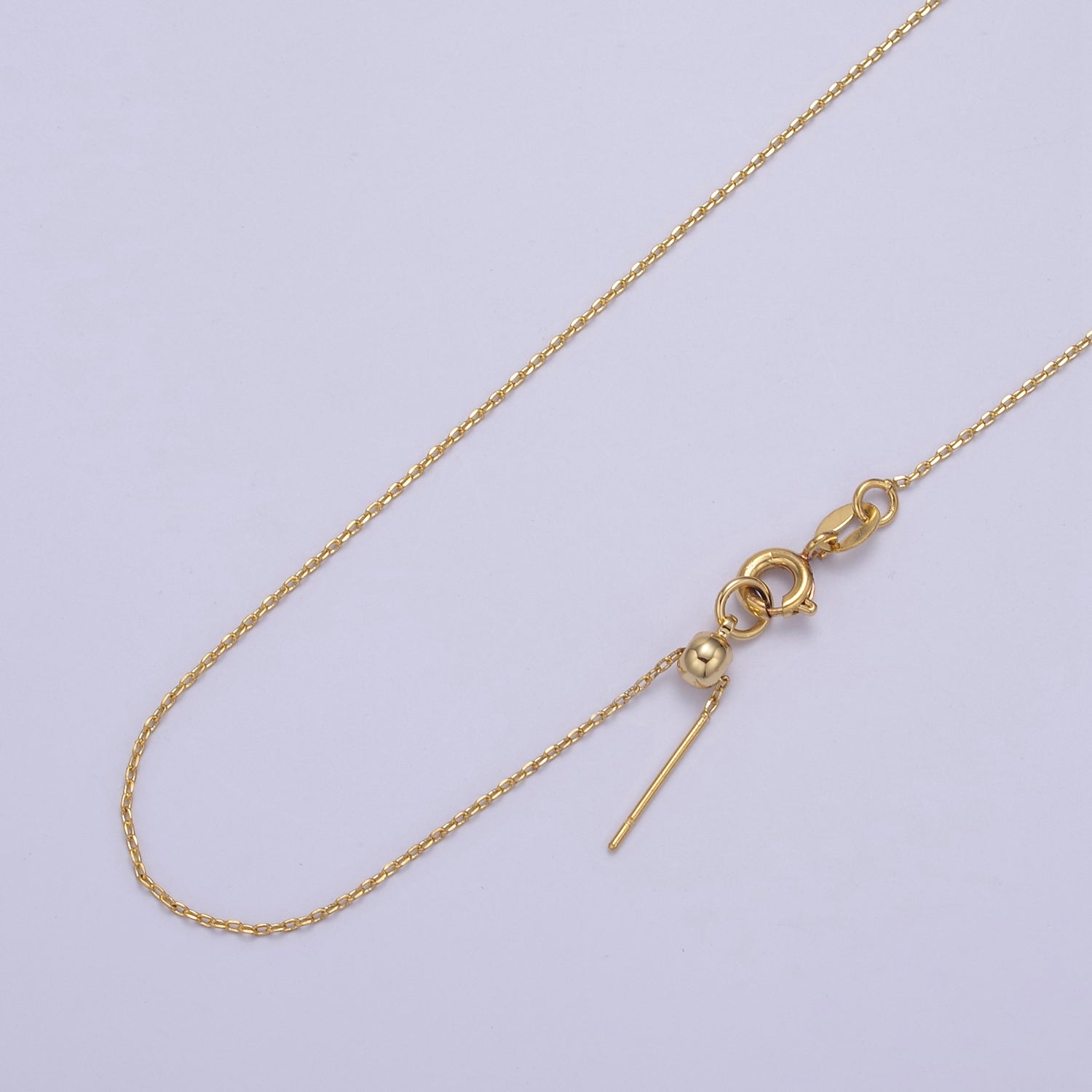 14K Gold Filled 1mm Cable Chain Dainty 18 Inch Layering Slider Necklace | WA-739 - DLUXCA