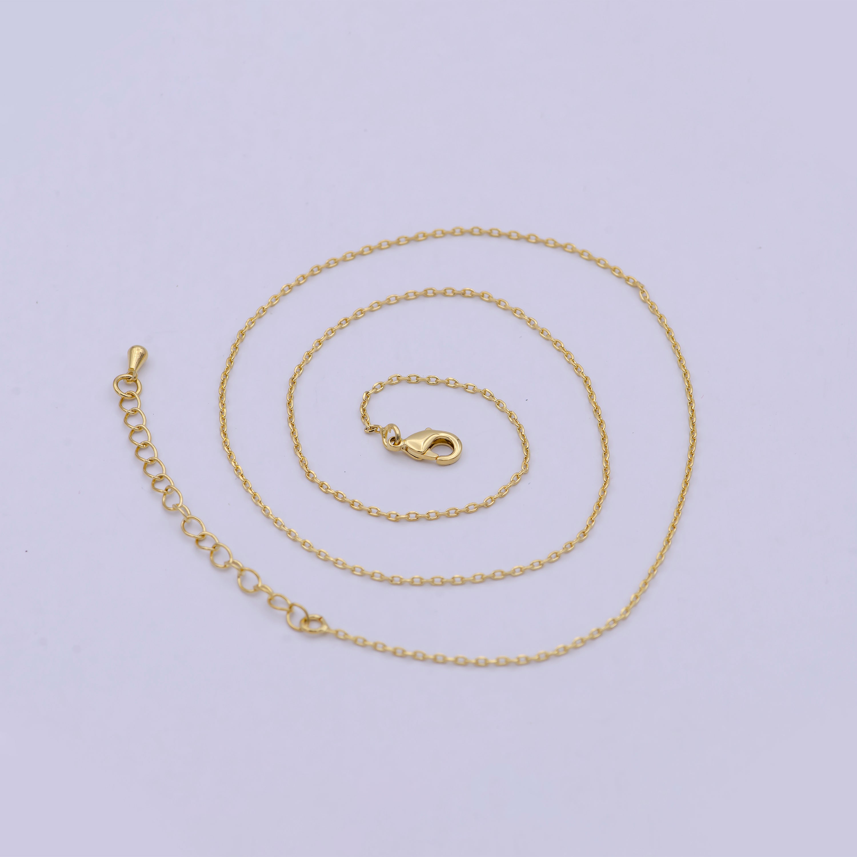 Clearance Pricing BLOWOUT | 24K Gold Filled 1.5mm Dainty Cable 18 Inch Layering Chain Necklace w. Extender | WA-792 - DLUXCA