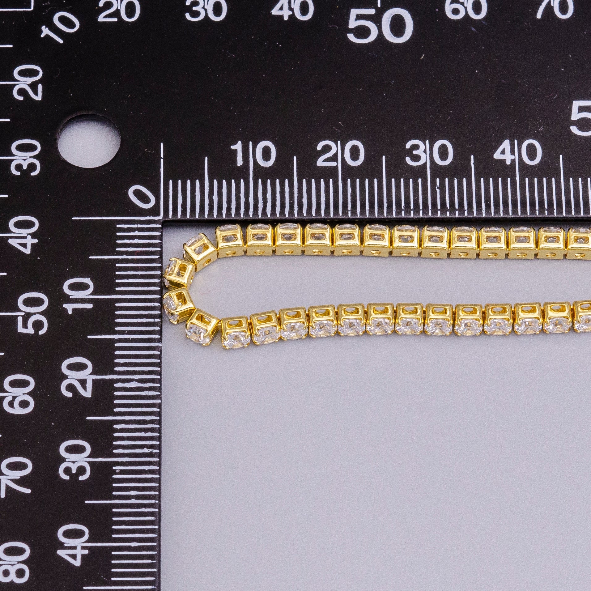 16K Gold Filled 3mm Clear Crystal Tennis Chain 5.75", 6.25", 7.25" Bracelet | WA-1884 ~ WA-1886 - DLUXCA