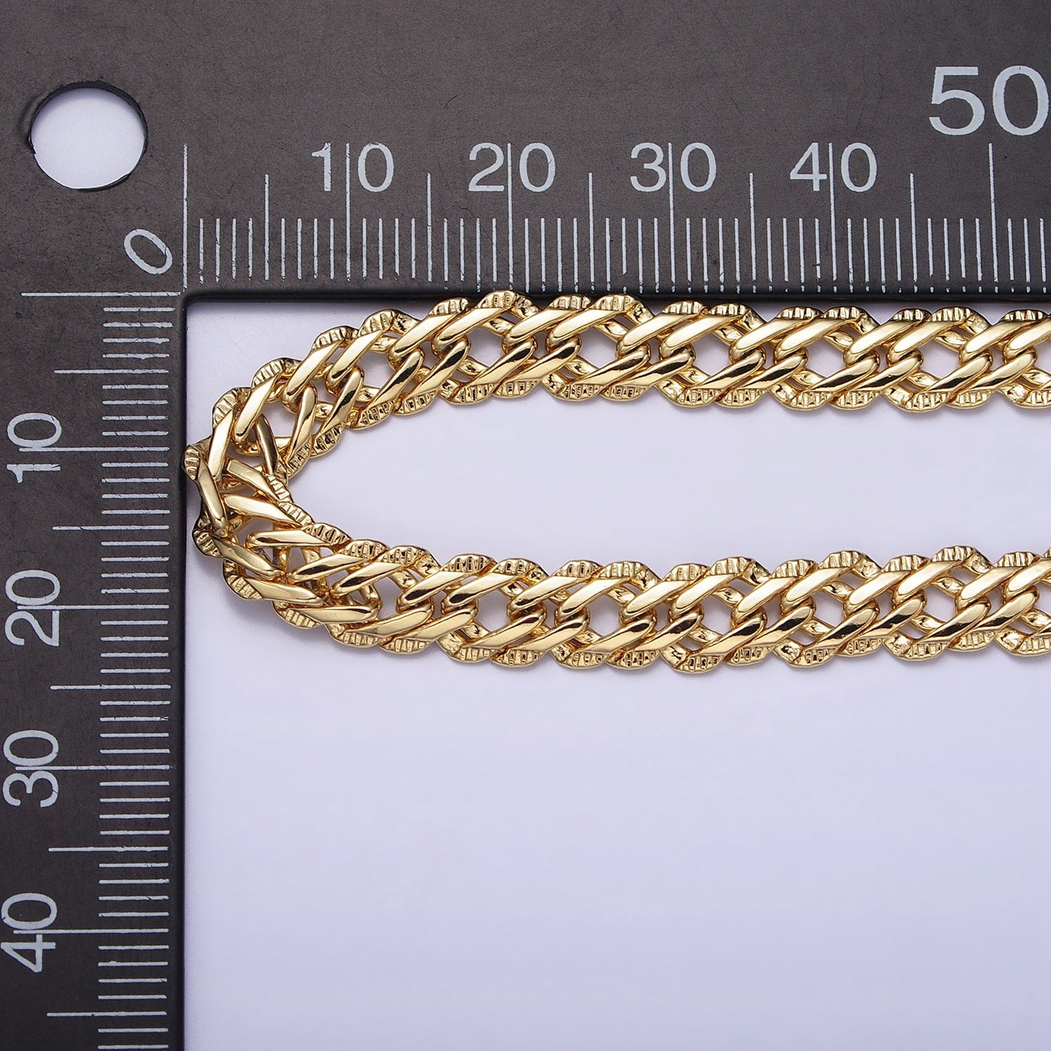 14K Gold Filled 6.6mm Designed Diamond-Cut Curb 21 Inch, 19.5 Inch, 24 Inch Layering Chain Necklace | WA-1734 WA-1738 WA-1739 - DLUXCA