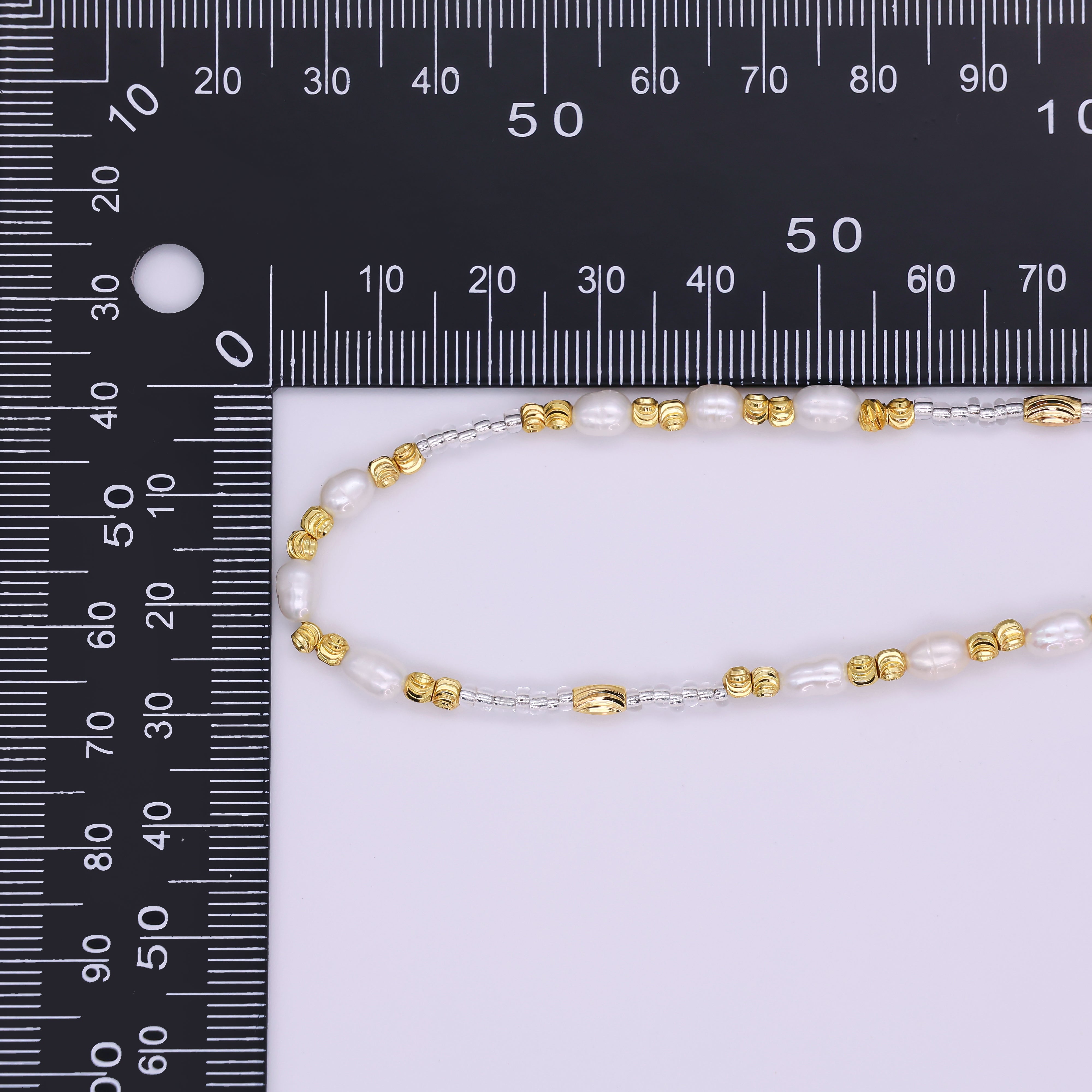 Handmade Bead Chain Necklace with Mother of Pearl 15.55 Inch with Extender | WA2586
