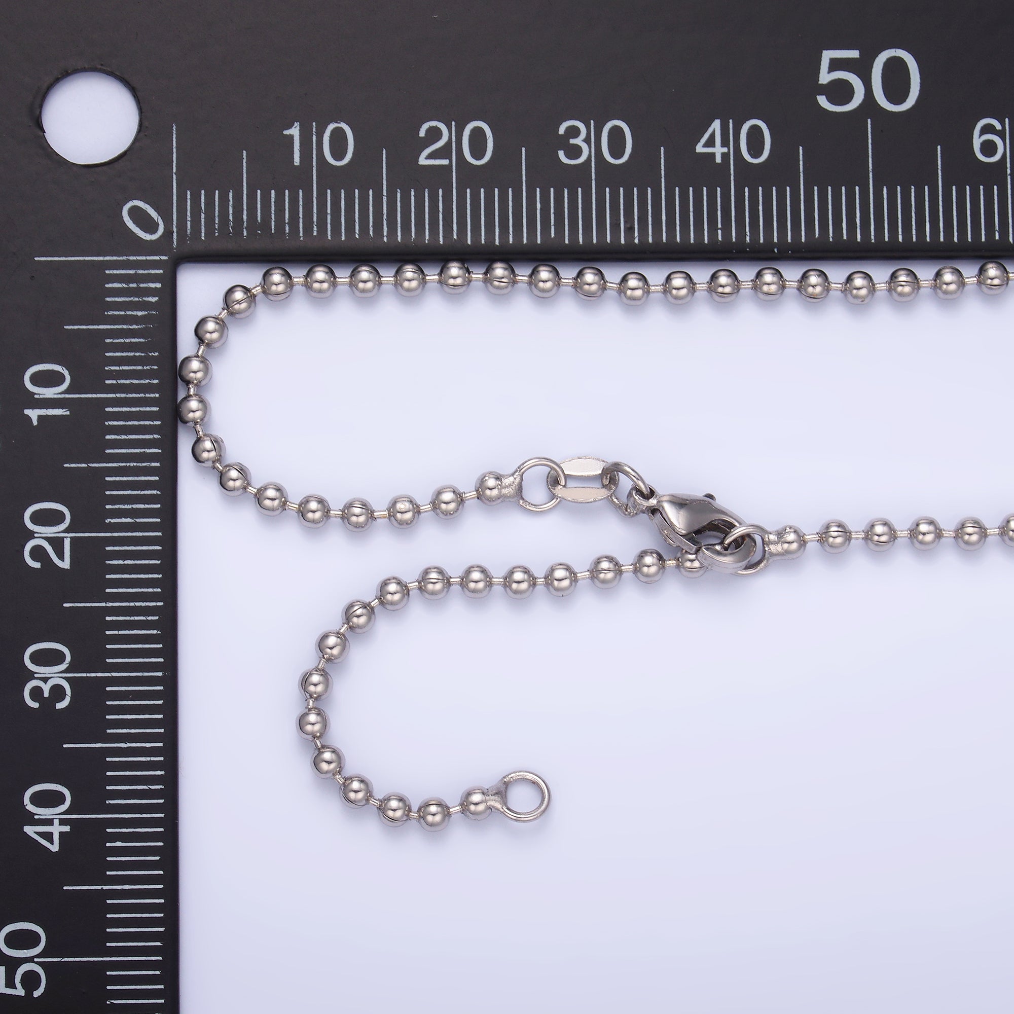 White Gold Filled 2.5mm Ball Bead Bar 17.2 Inch with Extender | WA-3045