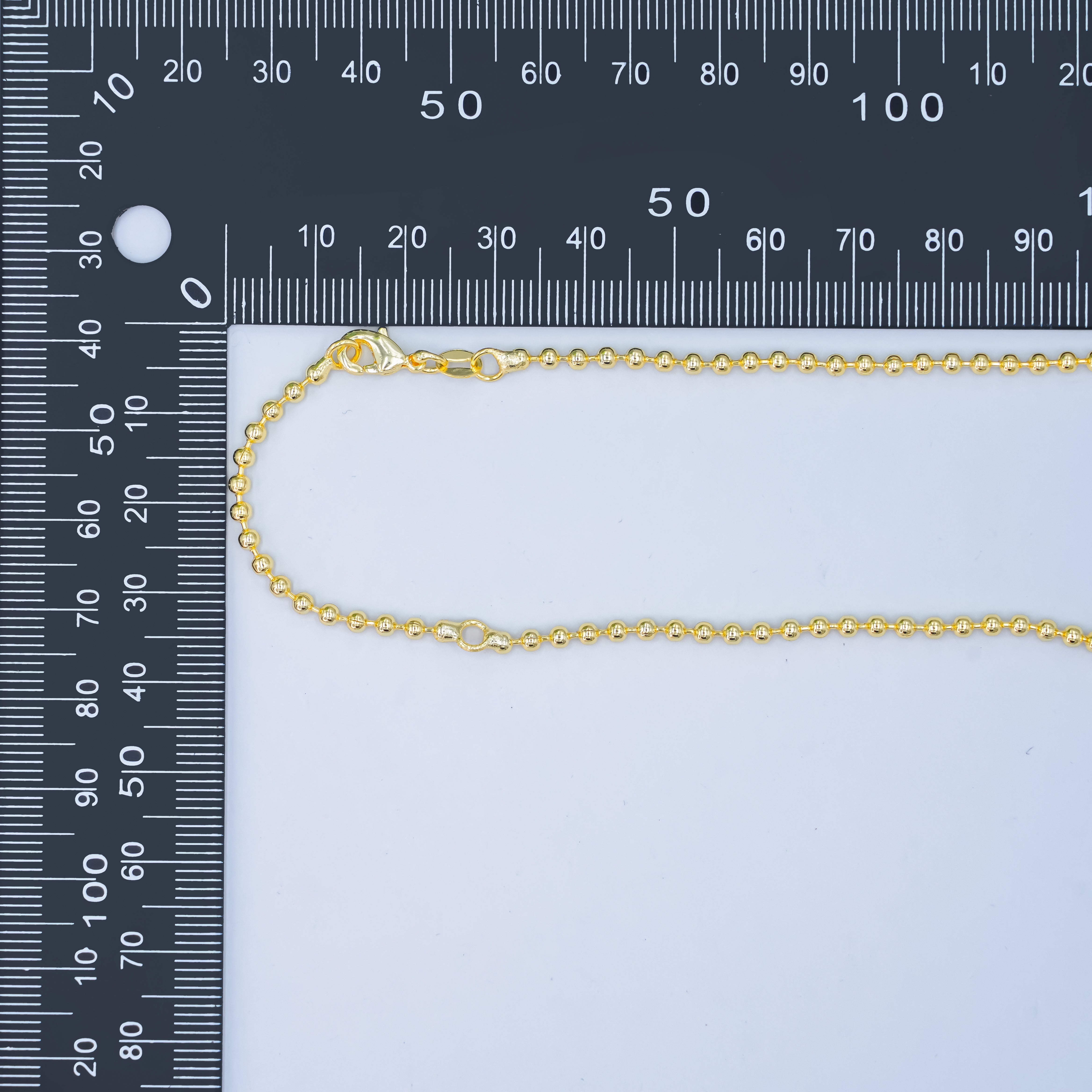 14K Gold Filled 2.5mm Ball Bead Bar 17.5 Inch Necklace | WA-2742