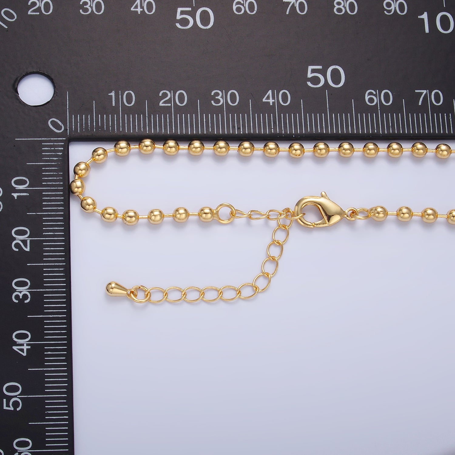 24K Gold Filled 3mm Bead Bar 16 Inch, 18 Inch Necklace w. Extender | WA-2714