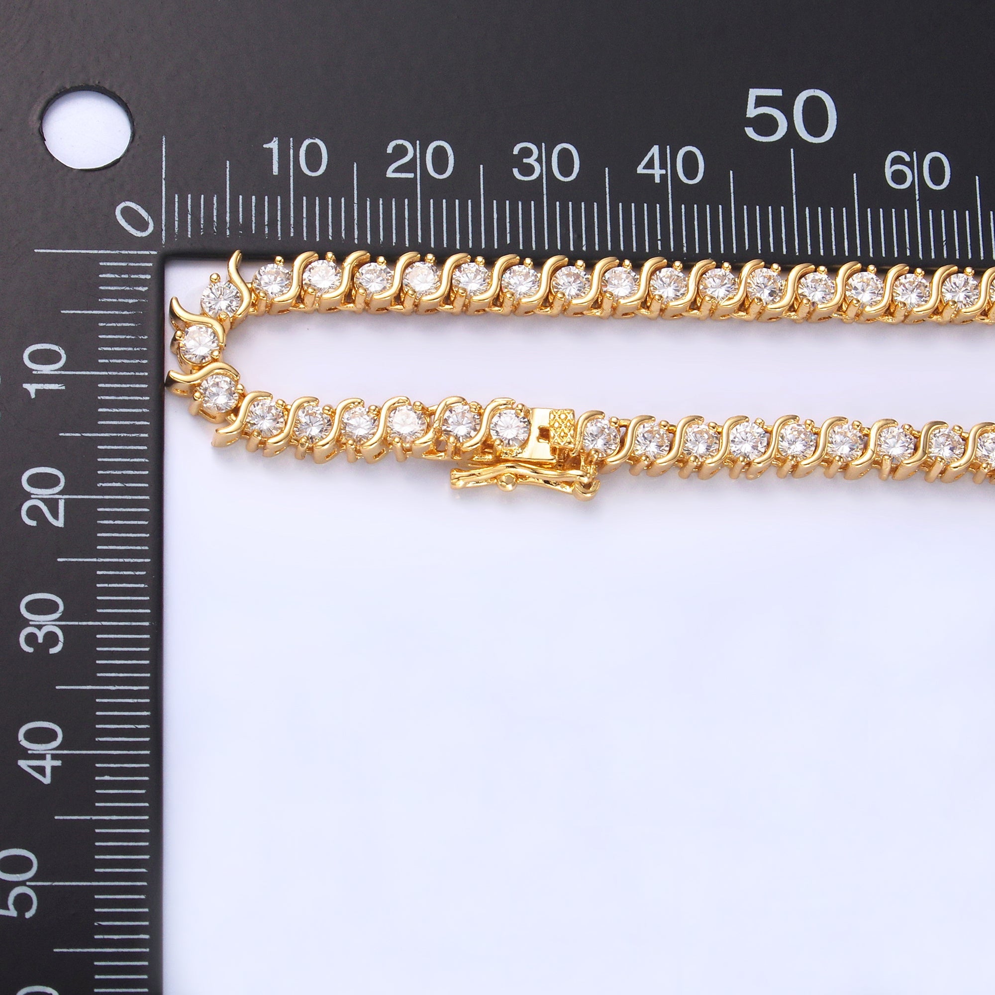 24K Gold Filled Curved S-Link Tennis Chain 16 Inch Necklace in Gold & Silver | WA-3028 WA-3029