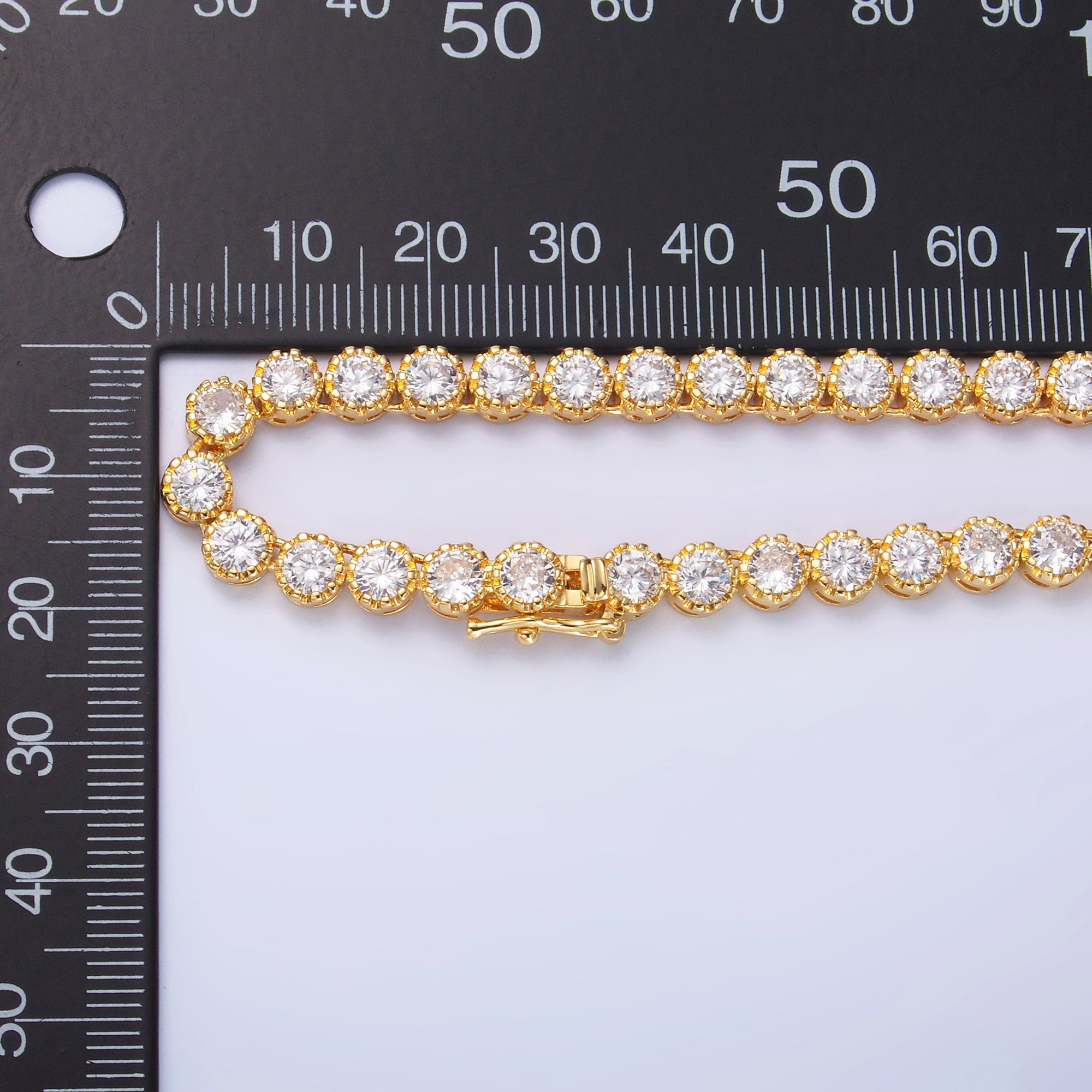 24K Gold Filled Round CZ Encapsulate Tennis Chain 16 Inch Necklace in Gold & Silver | WA-3025 WA-3026