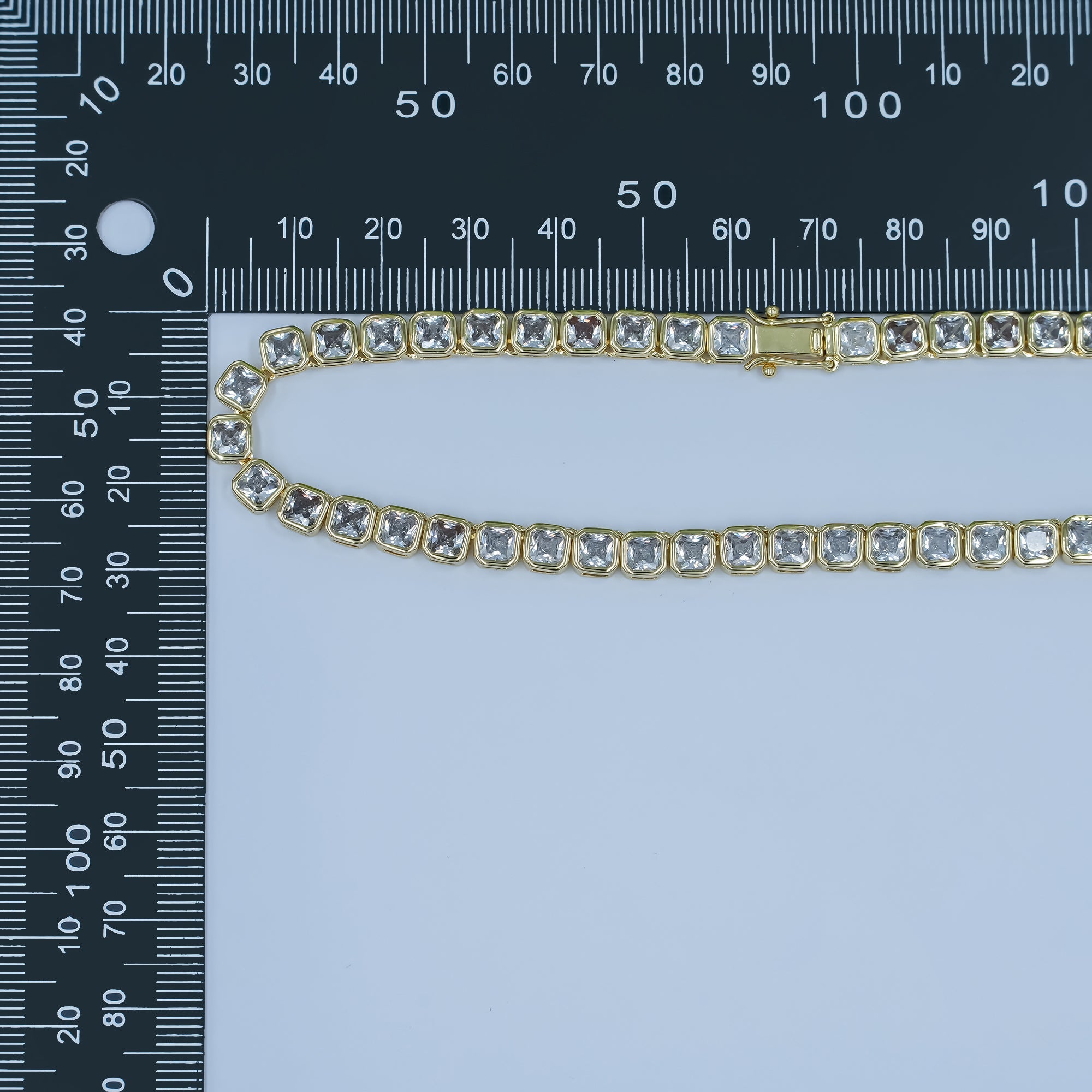 24K Gold Filled 5.3mm Square CZ Tennis Chain 16 Inch Necklace | WA-2753