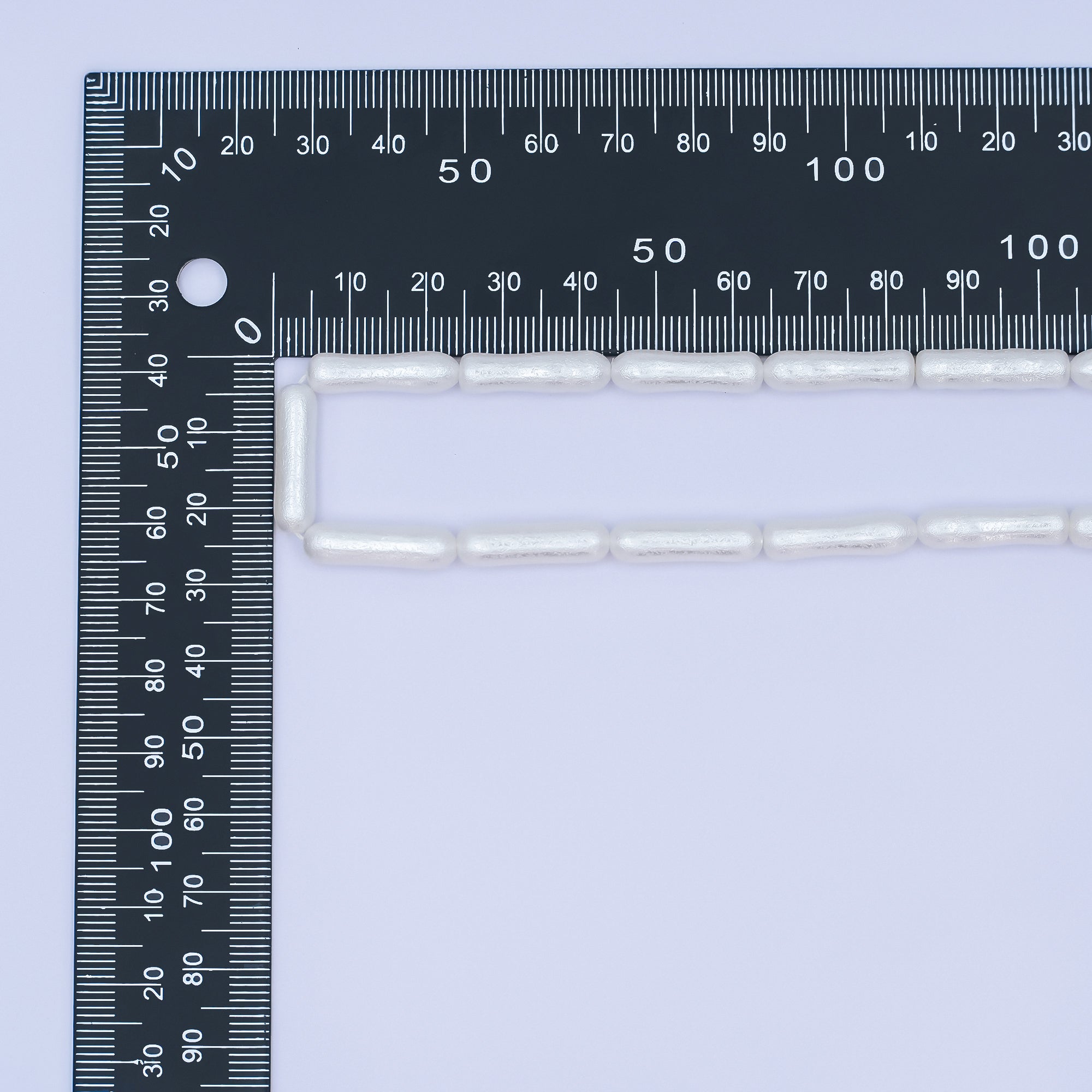 20mm White, Peach Biwa Rectangular Freshwater Pearl Strand | WA-2984 WA-2985