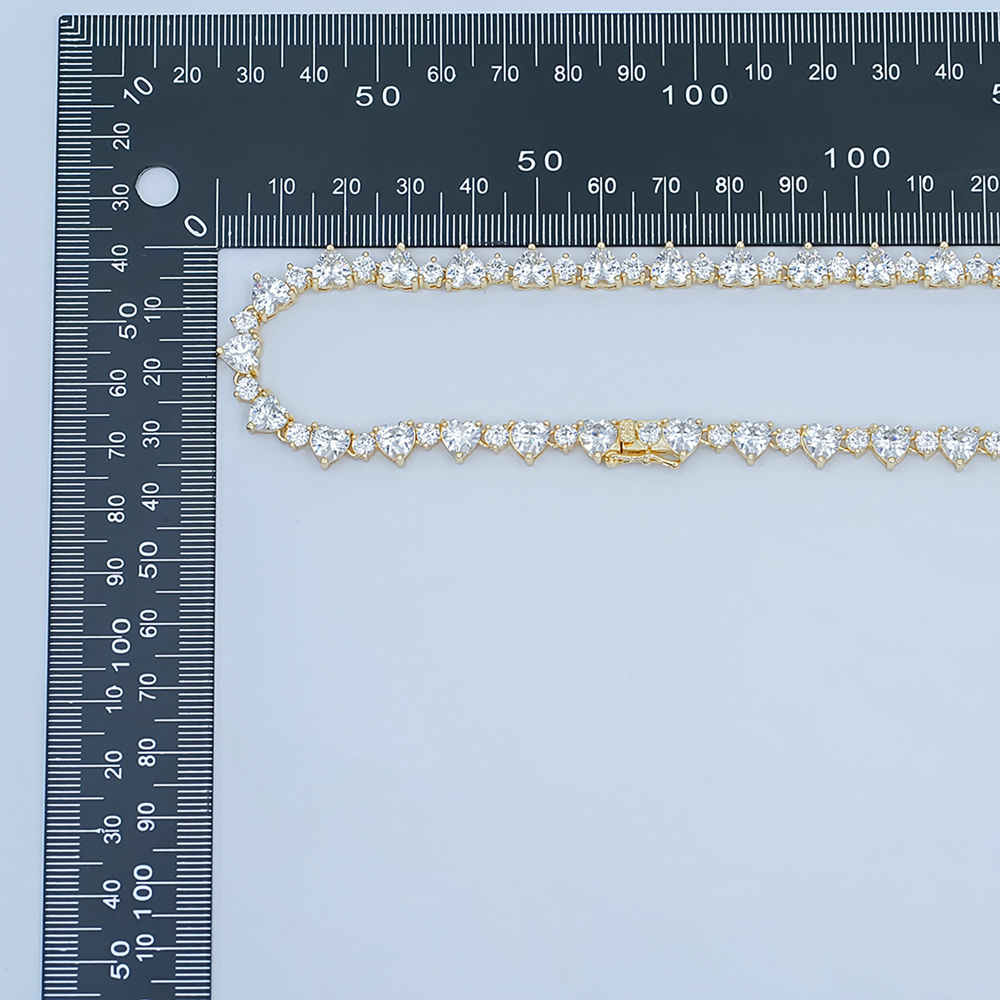 24K Gold Filled Heart CZ Tennis Chain 17 Inch Necklace in Gold & Silver | WA-2861 WA-2862