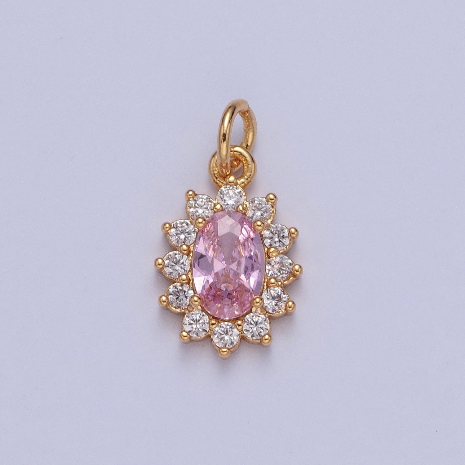 24K Gold Filled Celestial Sun Cubic Zirconia Charm For DIY Jewelry Necklace Making | X-082 - X-087