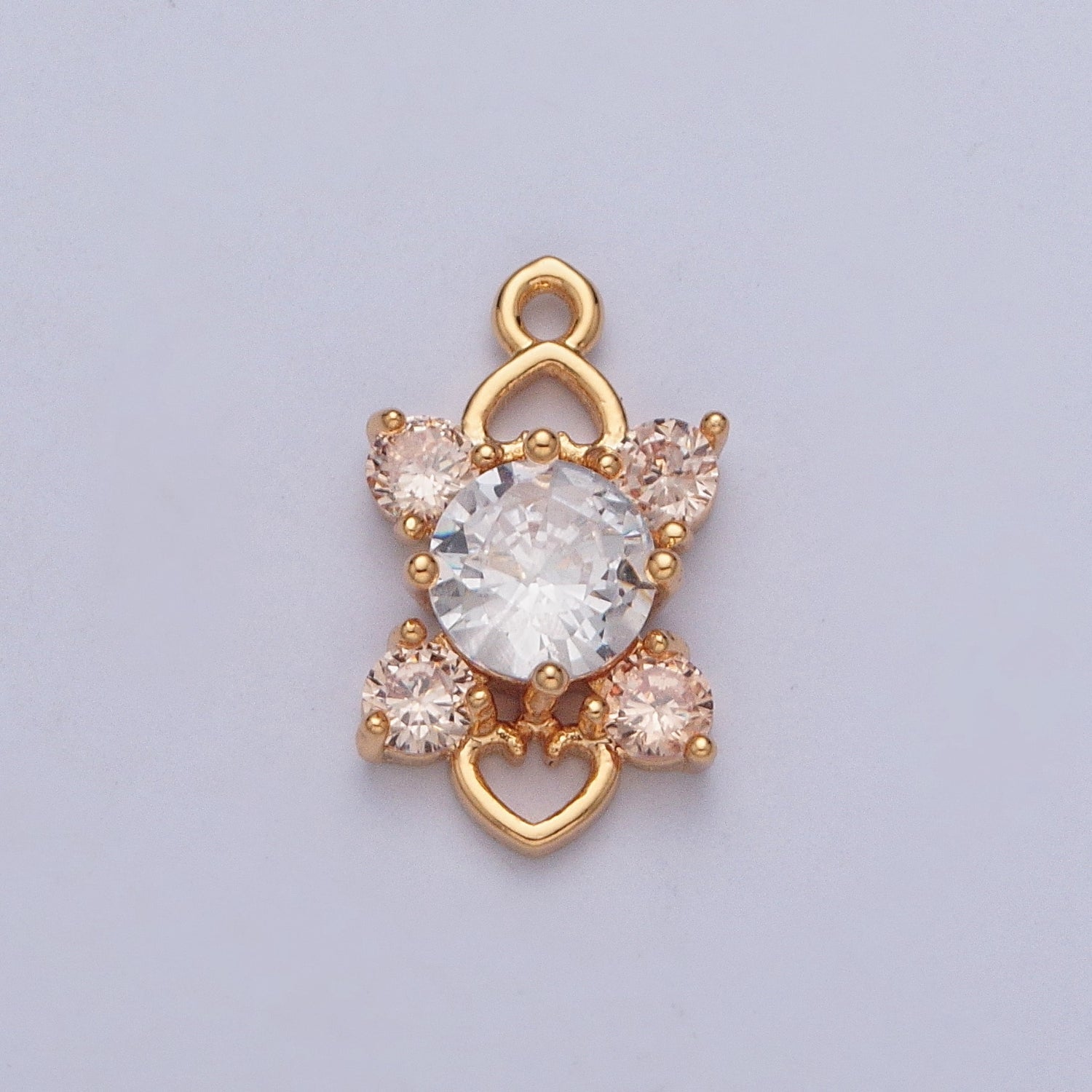 Celestial Four Pointed Star Round Cubic Zirconia Love Heart Link Charm For Valentine Jewelry | X-211-X-214