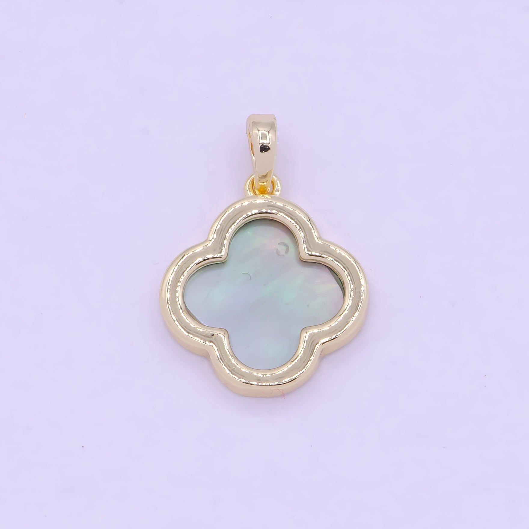 Dainty Abalone Clover Pendant Gold Lucky Charm X-460 - DLUXCA