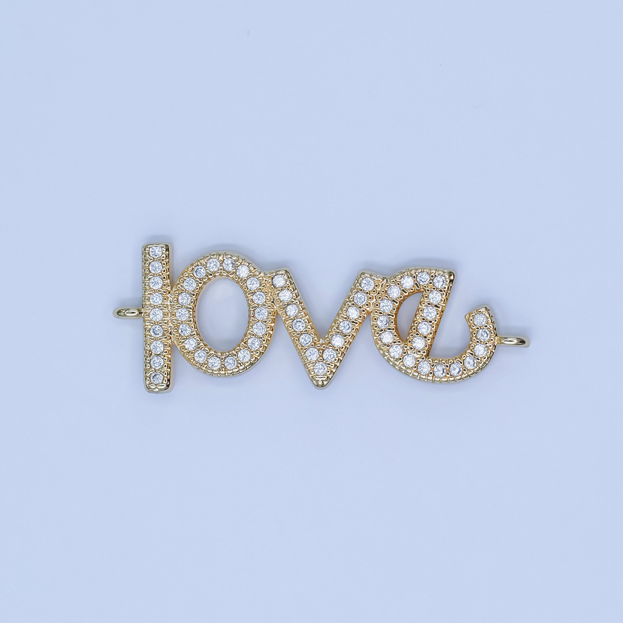 24K Gold Filled "LOVE" Micro Paved CZ Script Connector | Y006