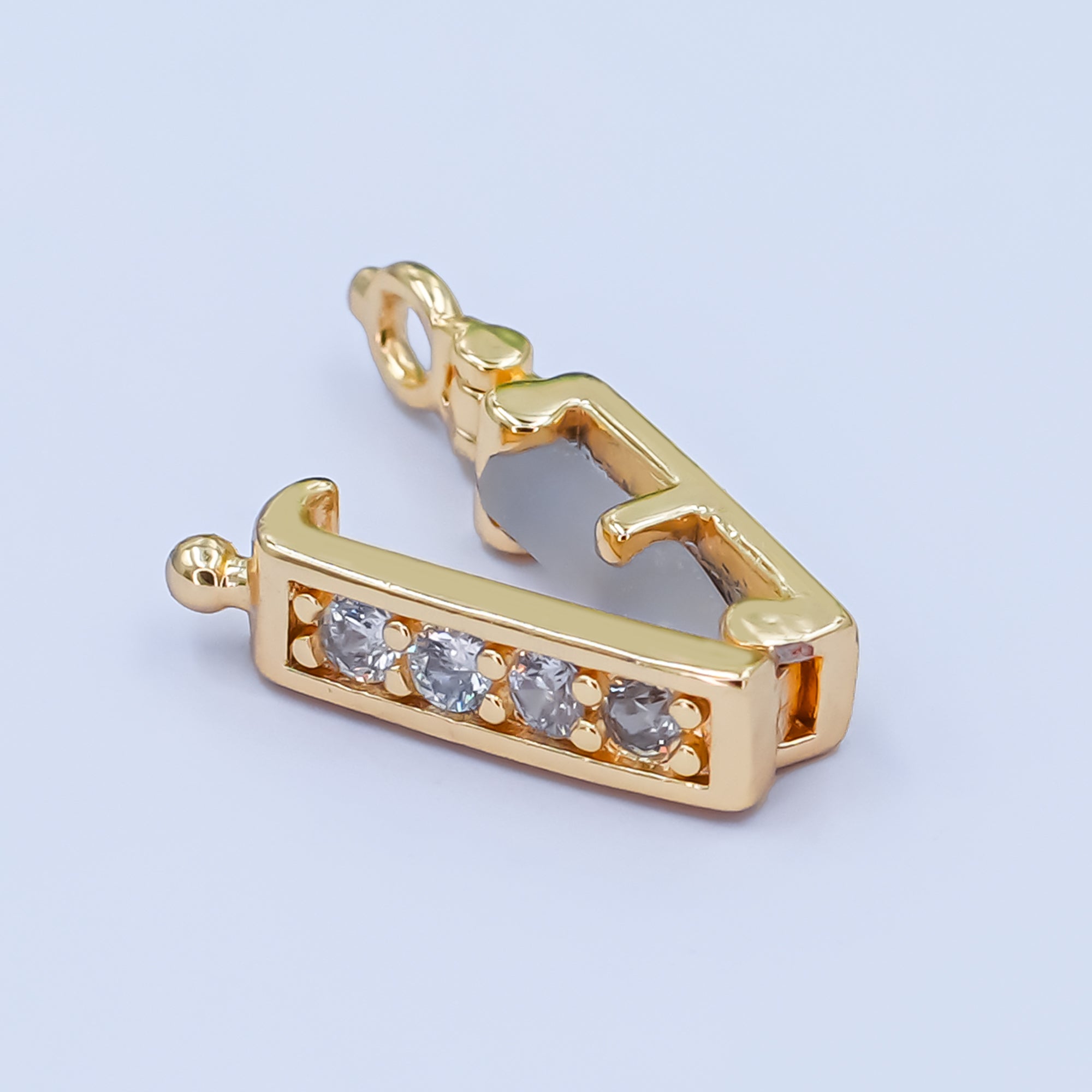 24K Gold Filled Micro Paved Snap Rectangular Bail Finding in Gold & Silver | Z1085