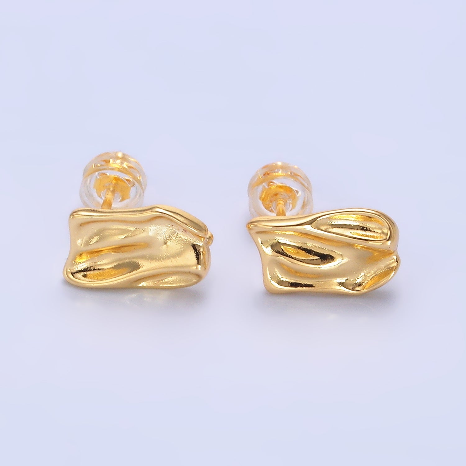 24K Gold Filled Hammered Rectangular Drop Stud Earring Findings | Z1090