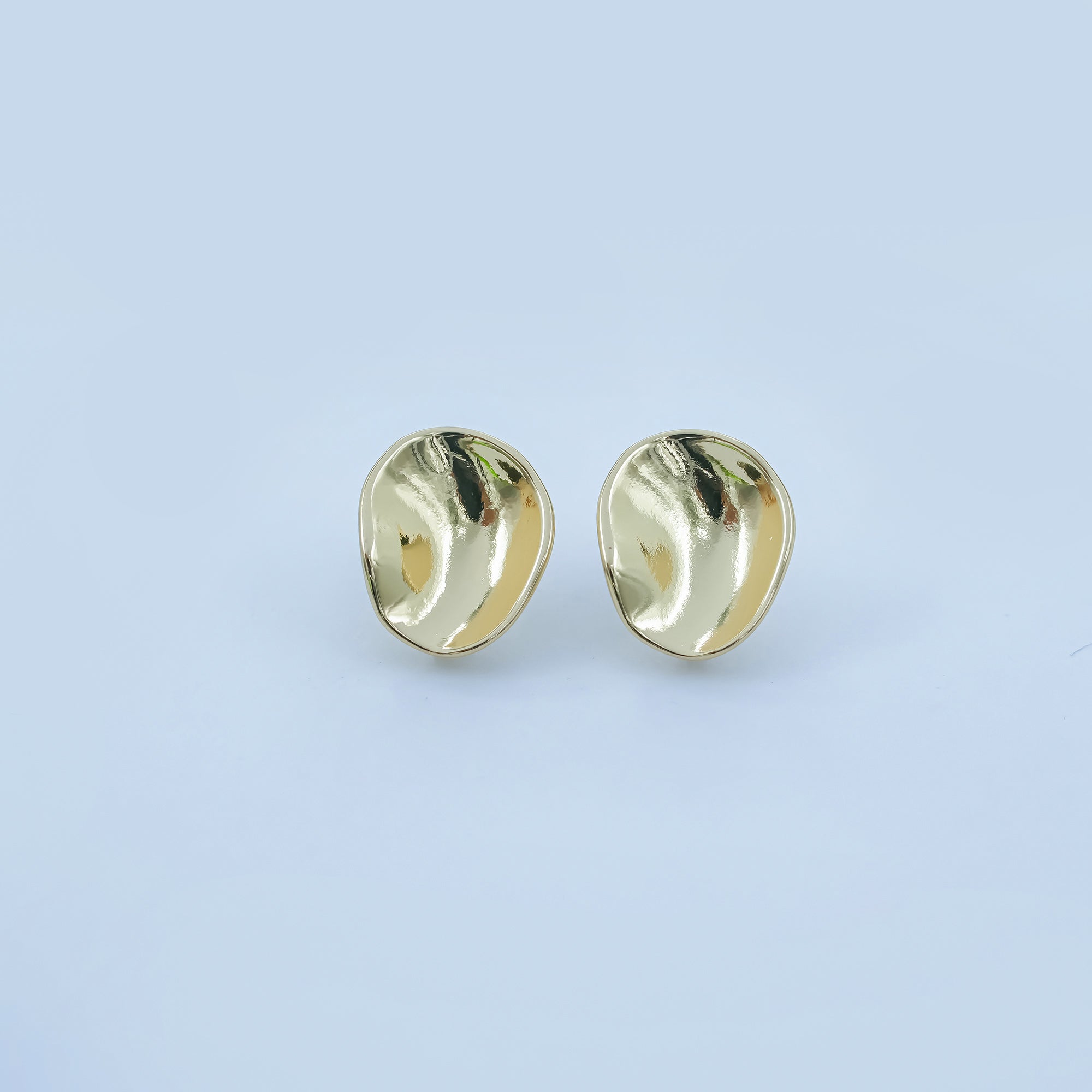 24K Gold Filled Hammered Oval Drop Stud Earring Findings | Z1128