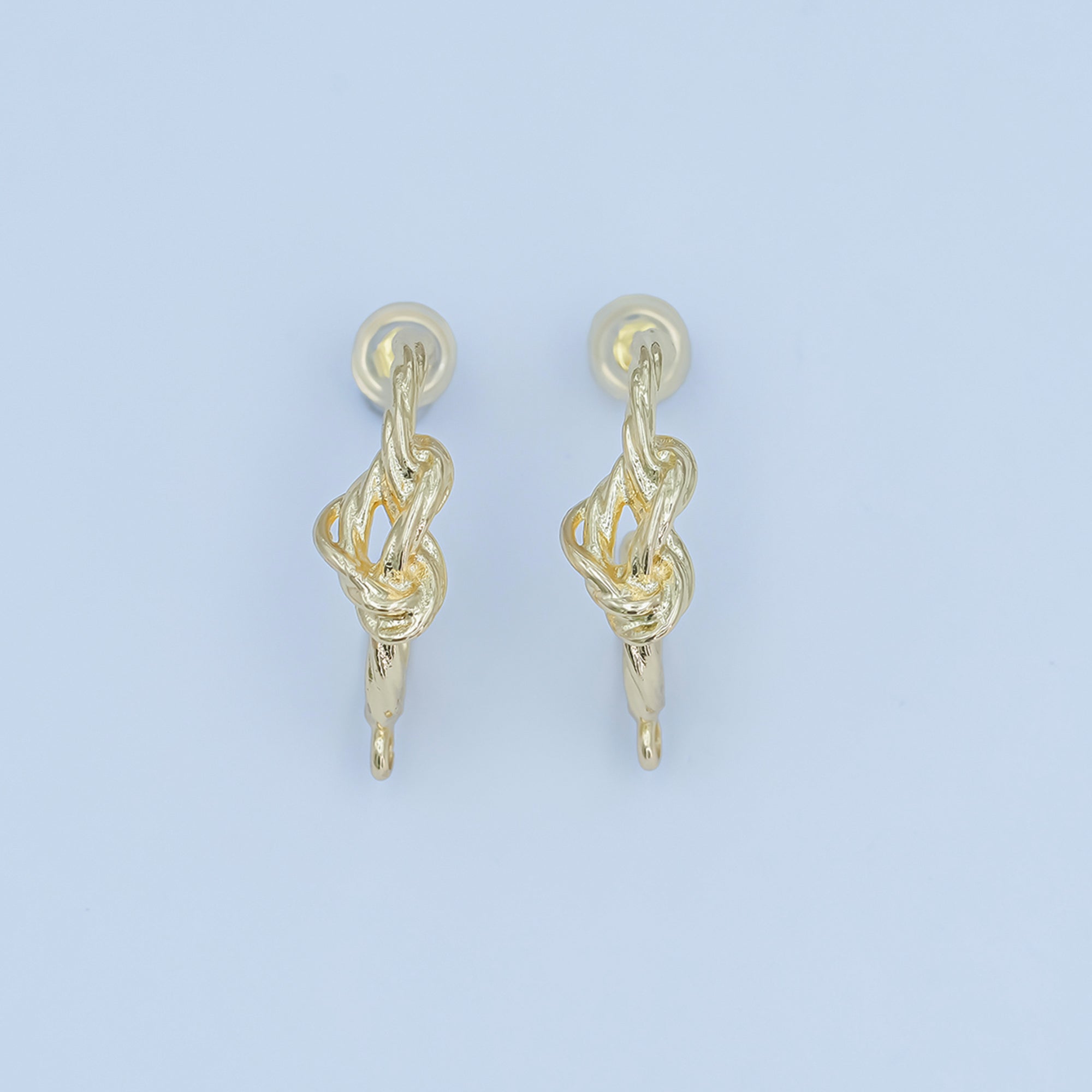 24K Gold Filled Knot Foil J-Shaped Hoop Drop Earring Findings | Z1133