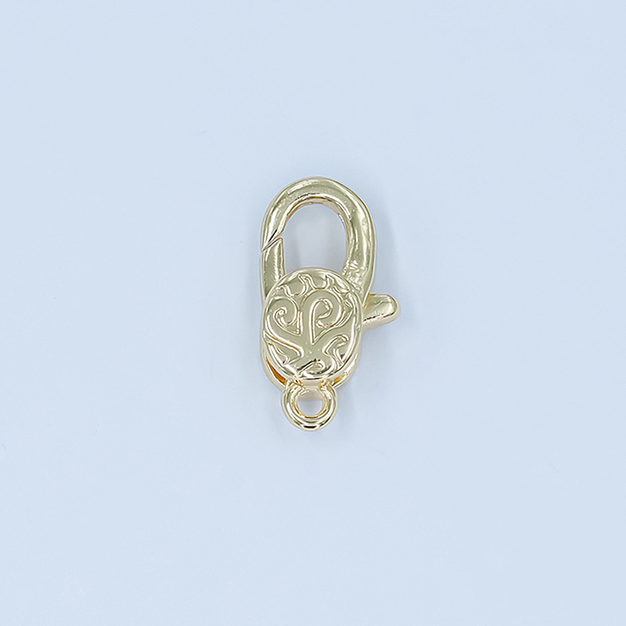 24K Gold Filled 13mm Artisan Engraved Lobster Claw Clasp Closure Finding in Gold & Silver | Z1139