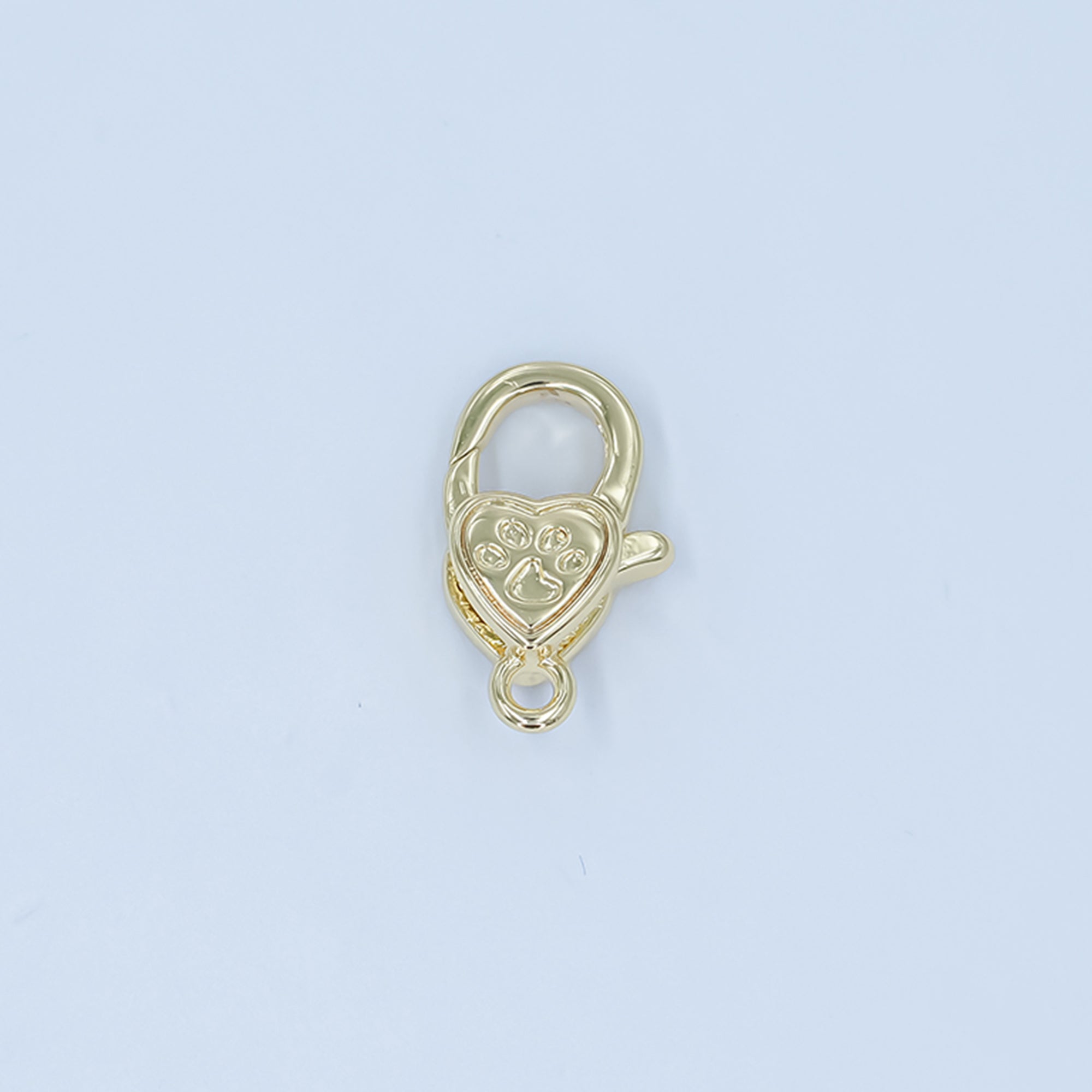 24K Gold Filled Paw Print Heart Lobster Claw Clasp Closure Finding in Gold & Silver | Z1140