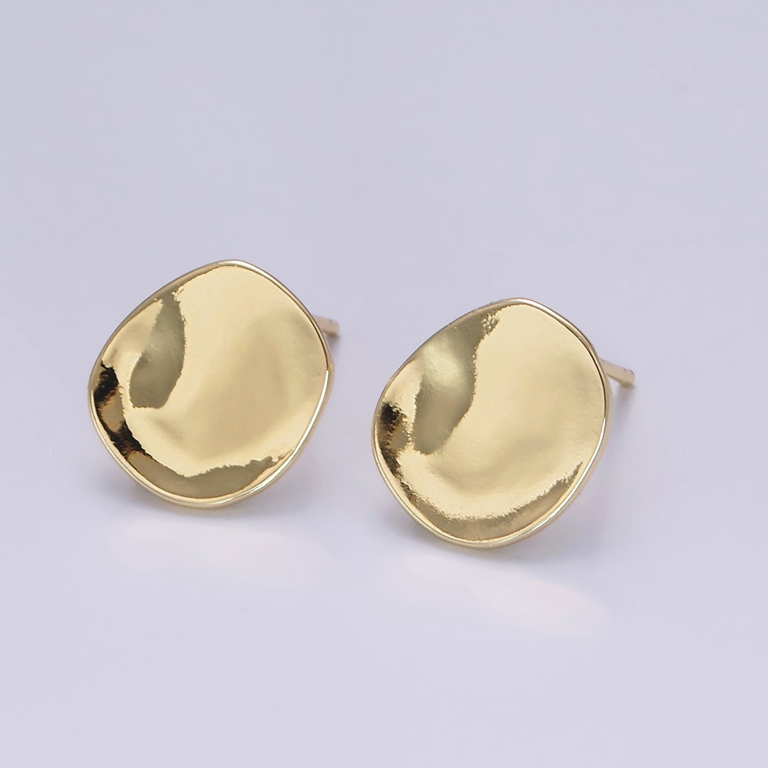 14K Gold Filled Dented Geometric Rounded Stud Earrings | Z606 - DLUXCA