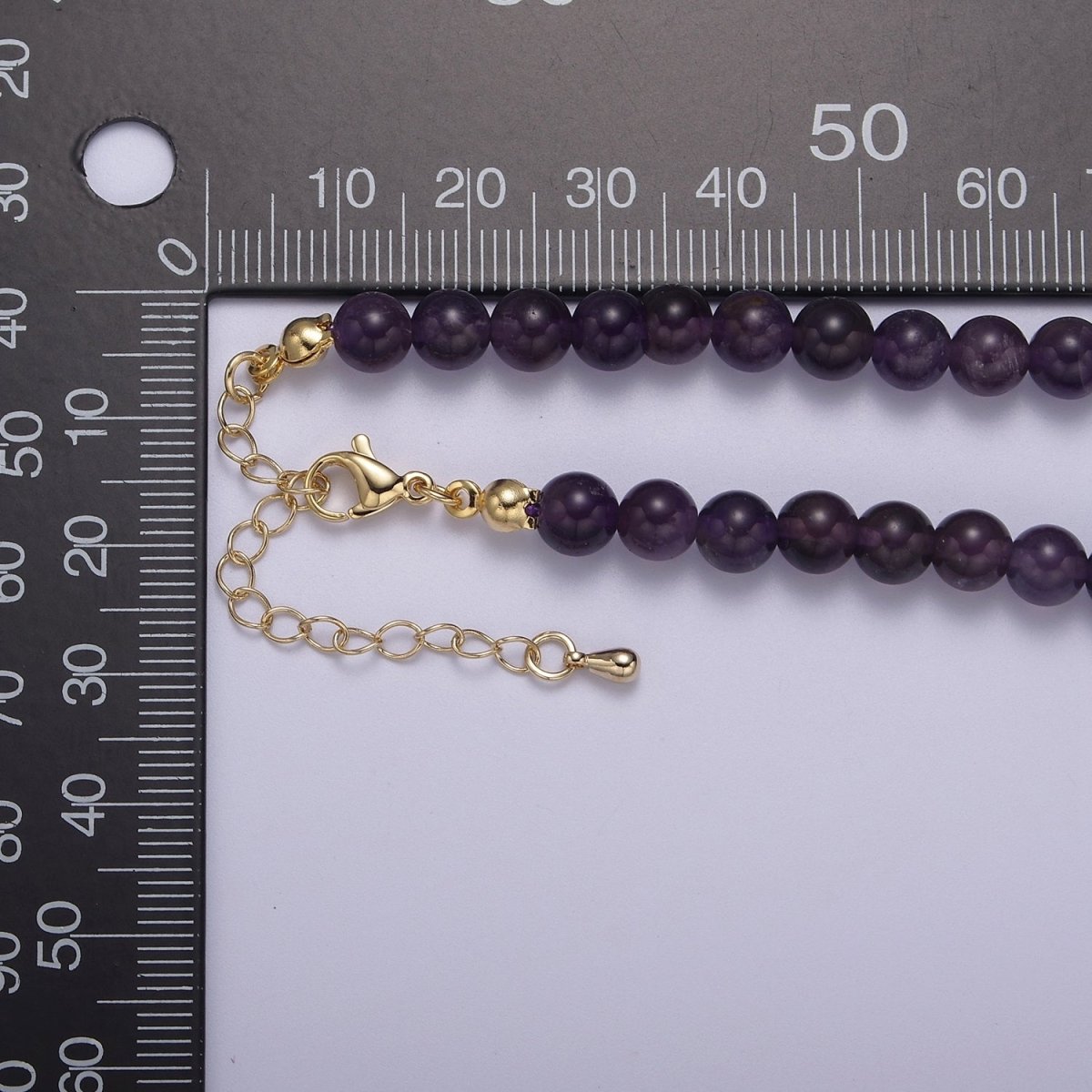 AAA++ Natural Amethyst Beaded Necklace, 6mm Purple Amethyst Smooth Round Bead Necklace 18k Gold Filled Gemstone Necklace Jewelry | WA-858 Clearance Pricing