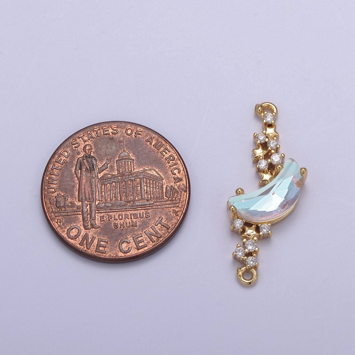 AB Dream Crescent Moon Charm Connector for Celestial Bracelet Necklace Component F-801 - DLUXCA