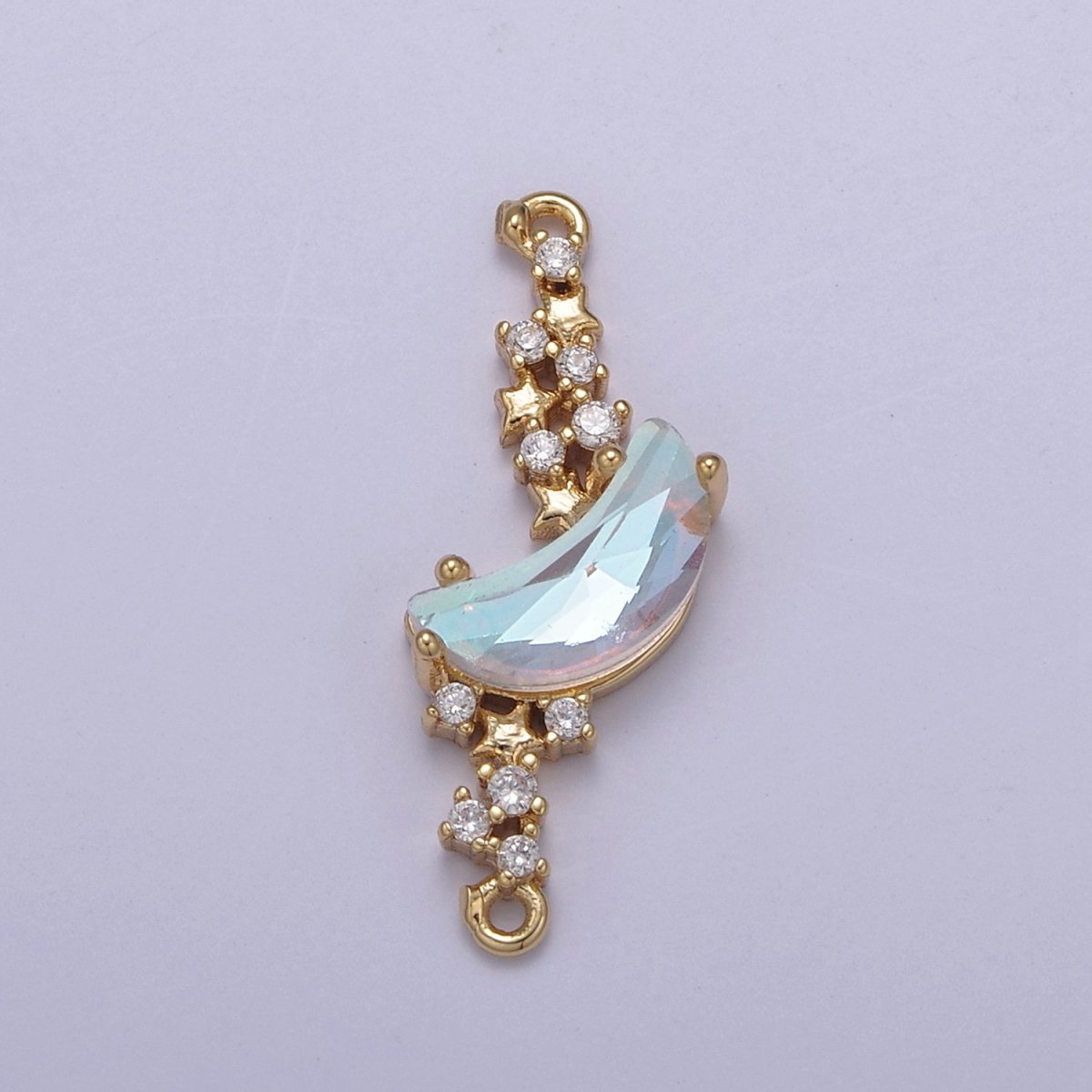 AB Dream Crescent Moon Charm Connector for Celestial Bracelet Necklace Component F-801 - DLUXCA