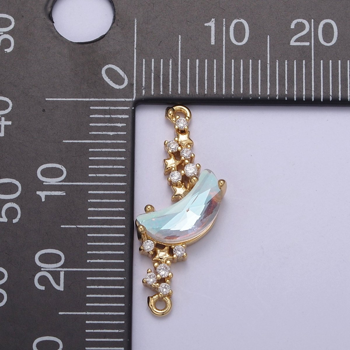 AB Dream Crescent Moon Charm Connector for Celestial Bracelet Necklace Component F-801 - DLUXCA