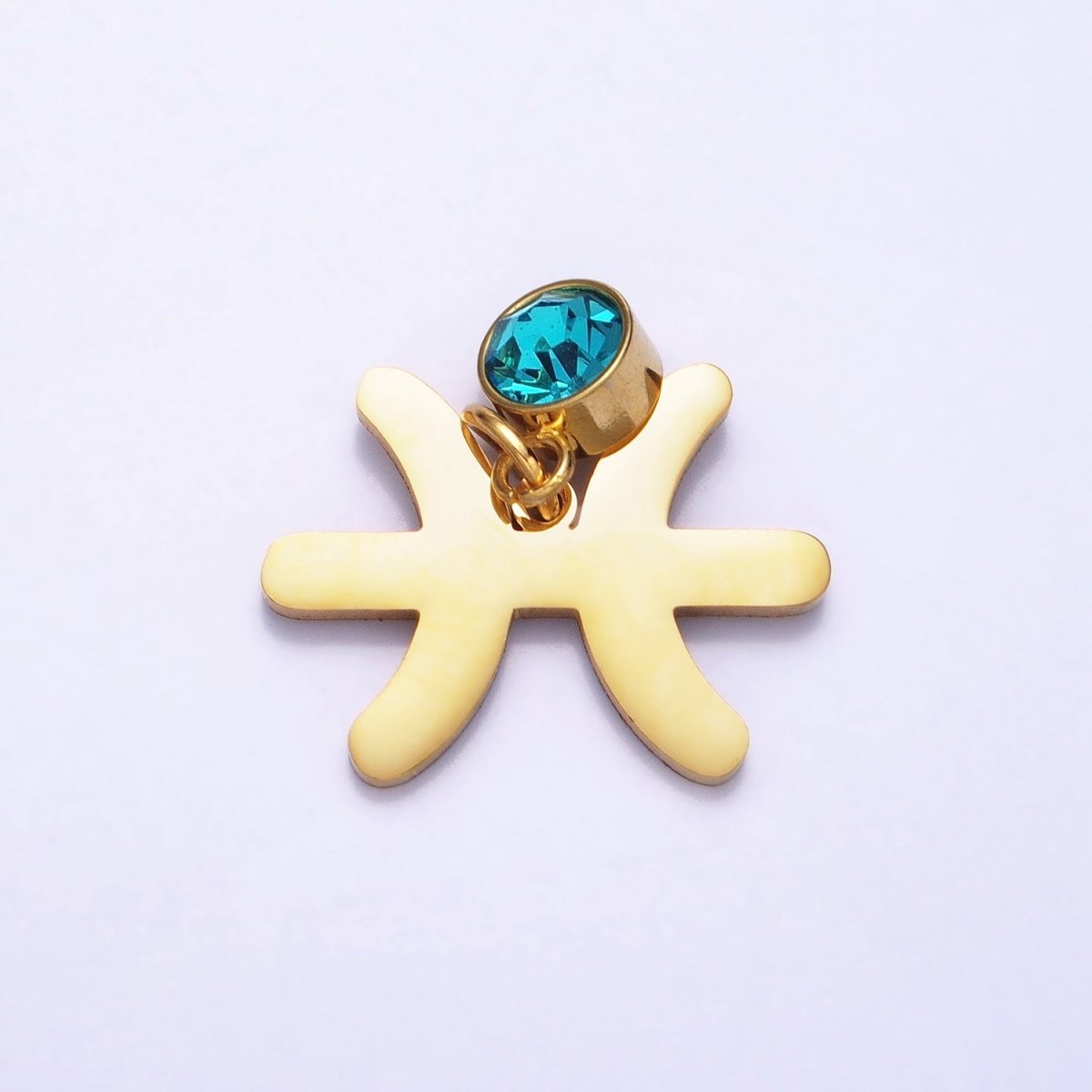 Add on Charm Stainless Steel Zodiac Astrological Signs Birthstone CZ Month Personalized Charm in Gold | A1409-A1414