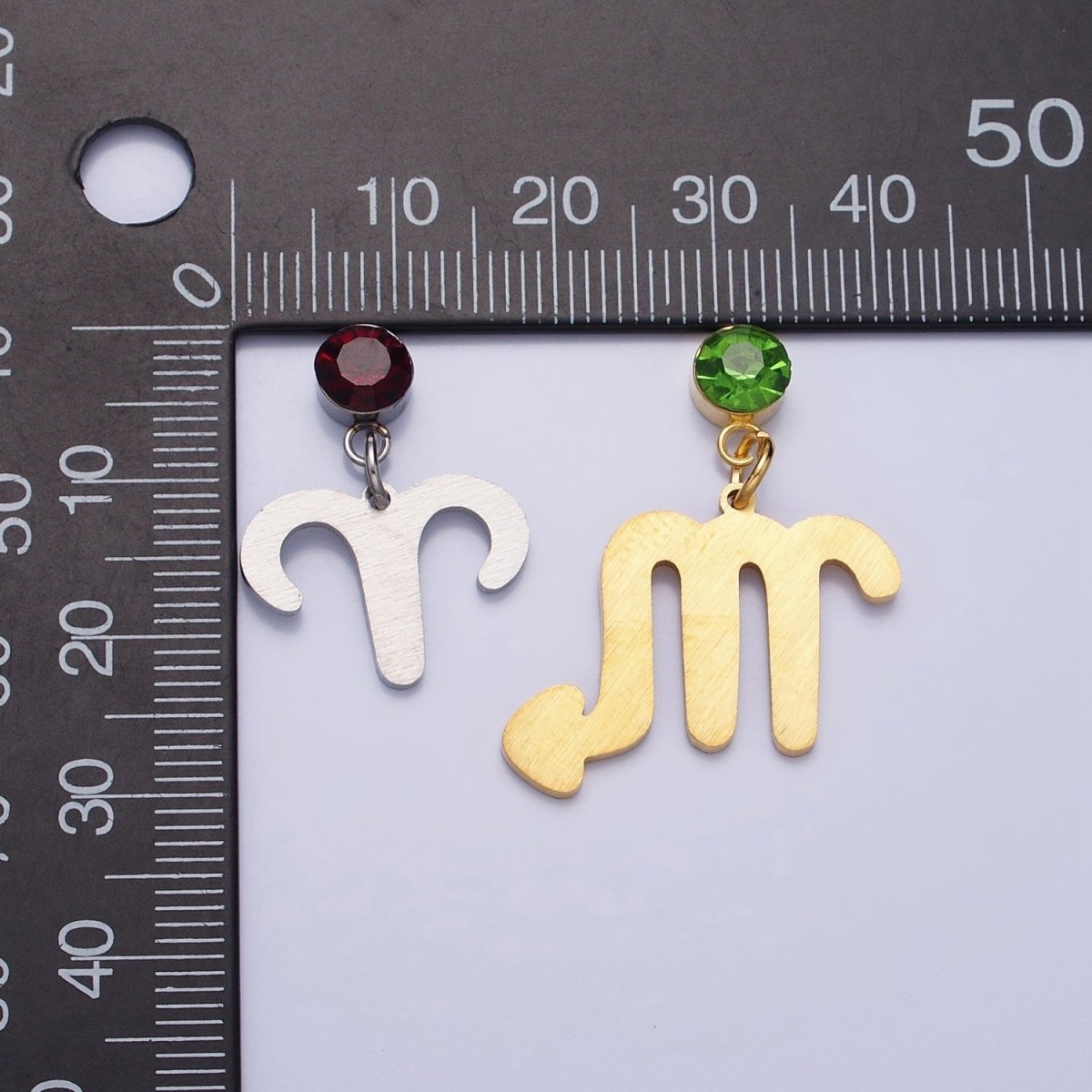 Add on Charm Stainless Steel Zodiac Astrological Signs Birthstone CZ Month Personalized Charm in Gold | A1409-A1414