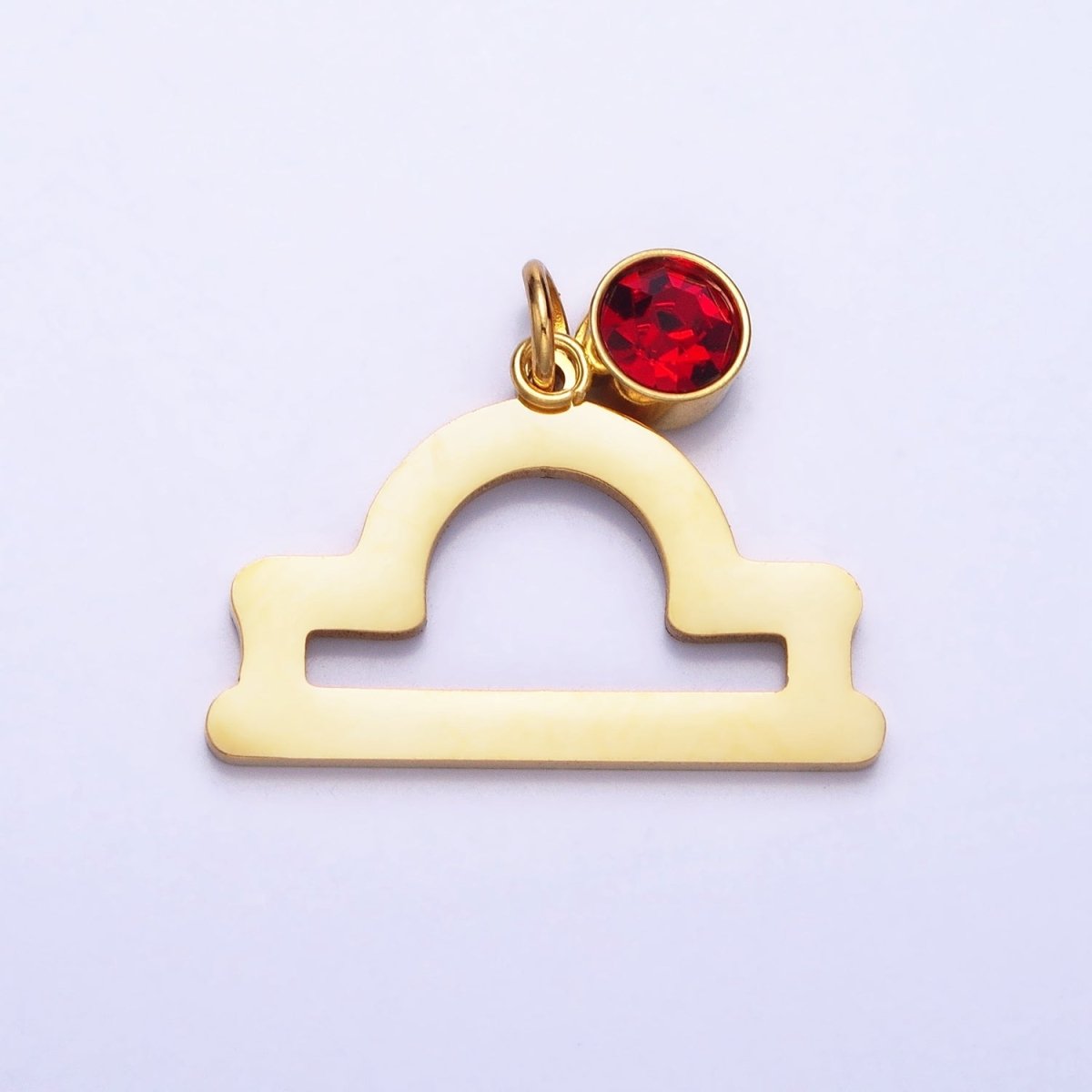 Add on Charm Stainless Steel Zodiac Astrological Signs Birthstone CZ Month Personalized Charm in Gold | A1409-A1414