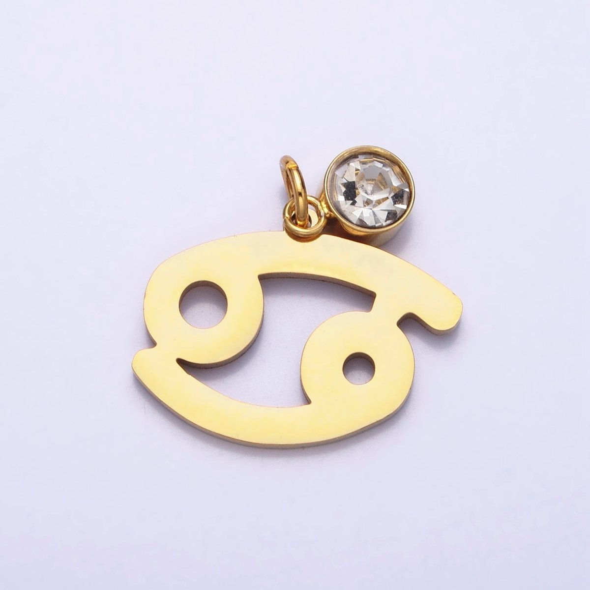 Add on Charm Stainless Steel Zodiac Astrological Signs Birthstone CZ Month Personalized Charm in Gold | A1409-A1414