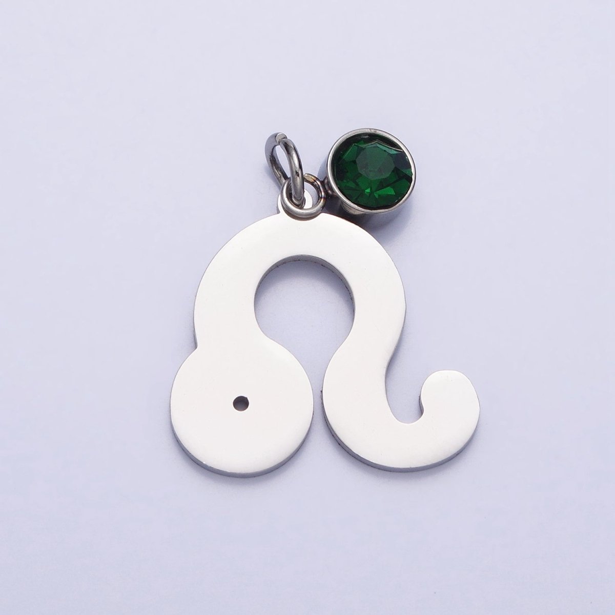 Add on Charm Stainless Steel Zodiac Astrological Signs Birthstone CZ Month Personalized Charm in Silver | A-A1403-A-A1408