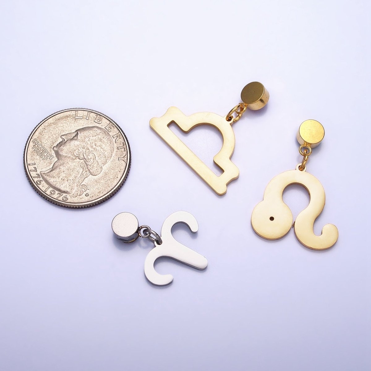 Add on Charm Stainless Steel Zodiac Astrological Signs Birthstone CZ Month Personalized Charm in Silver | A-A1403-A-A1408