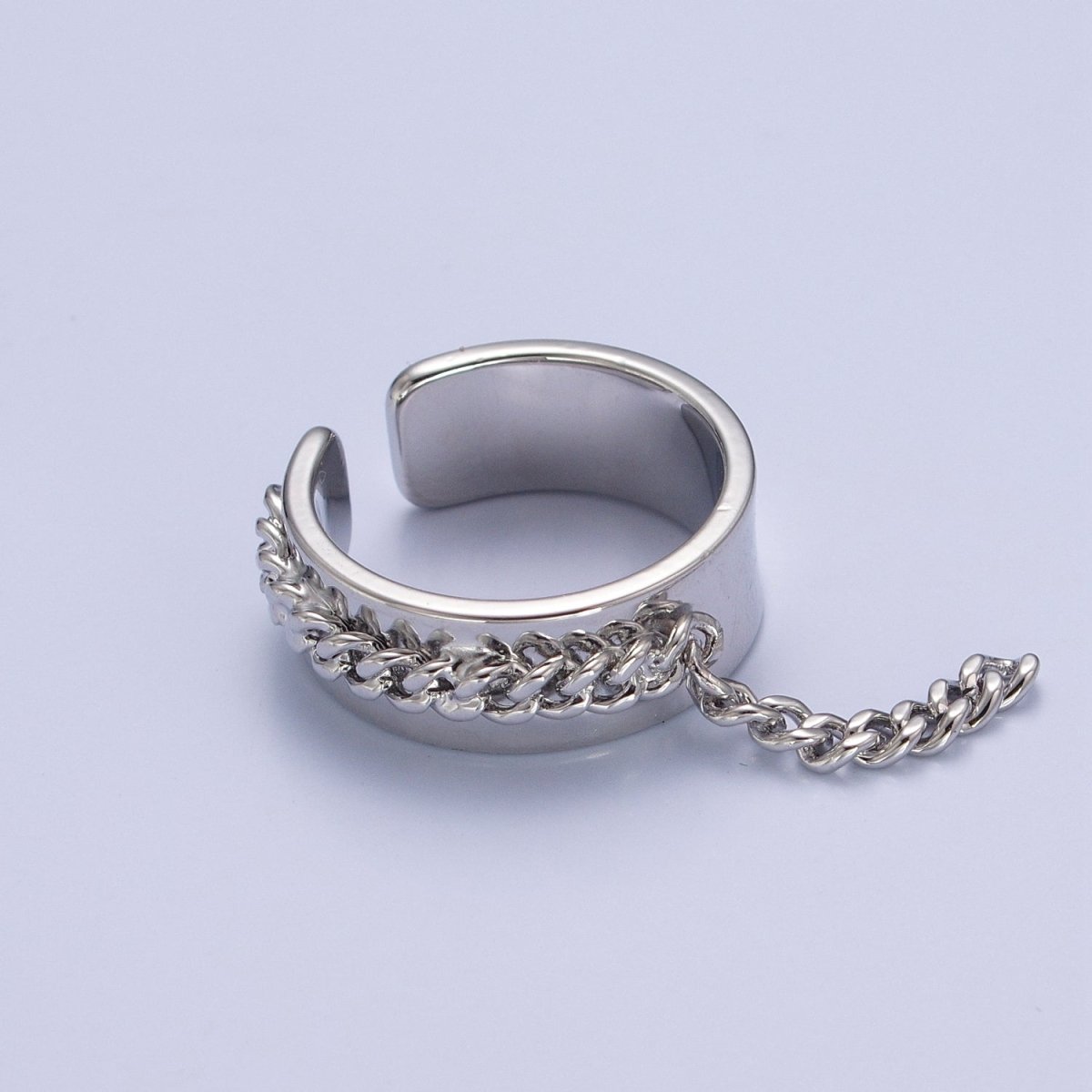 Adjustable Chain Ring - Gold Open Band Ring - Midi Stacking Ring - Punk Chain Ring O-2191 O-2192