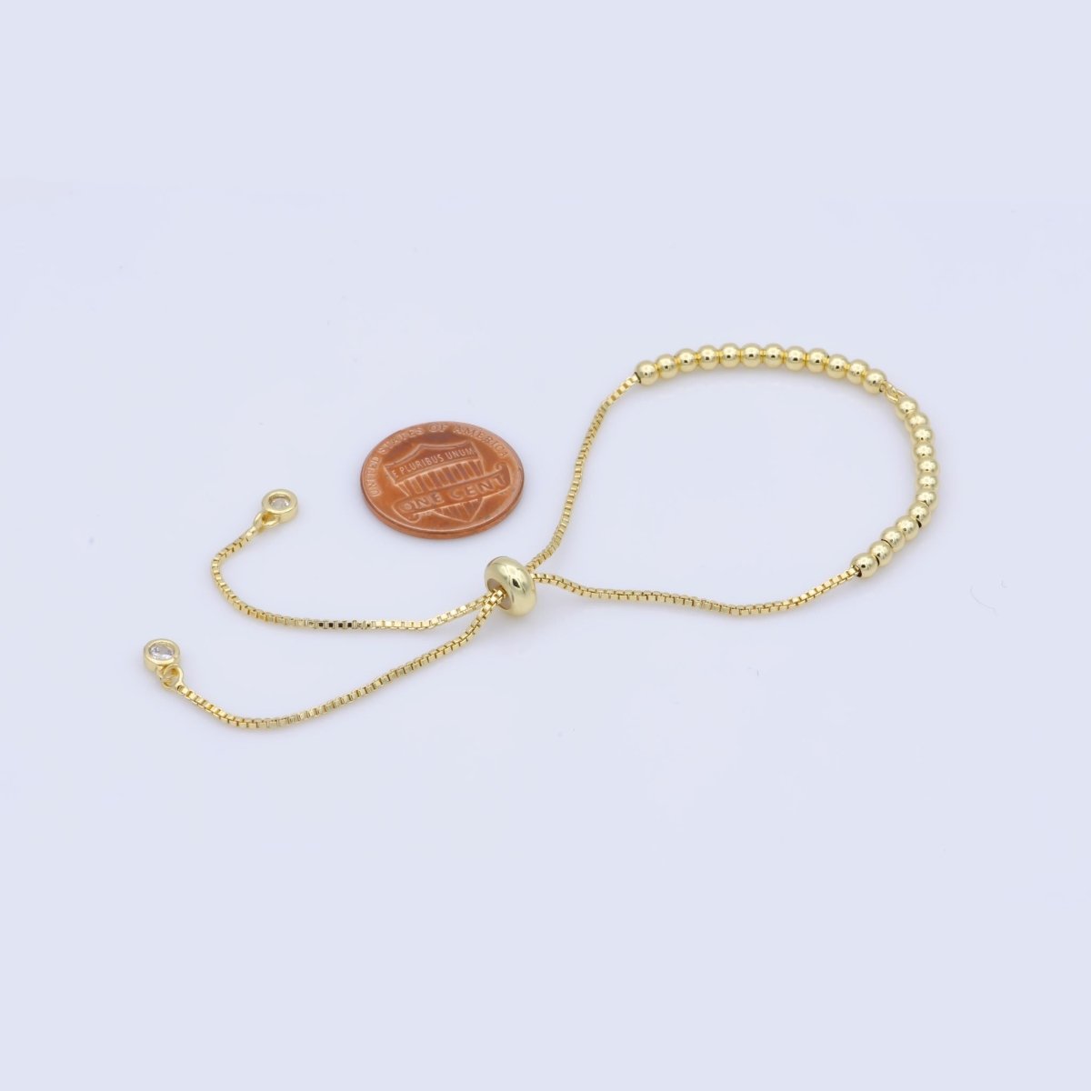 Adjustable Gold Filled bracelet Half semi finished with rubber stopper bolo Beaded charm bracelets Tennis bracelet Box Chain | L471 L472
