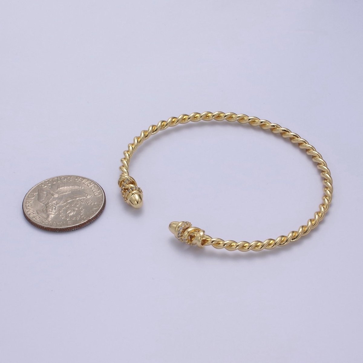 Adjustable Gold Twisted Rope Bracelet Dainty Silver Cuff Bangle, Braided Bracelet, Stacking Bracelet | WA-694 WA-695 Clearance Pricing