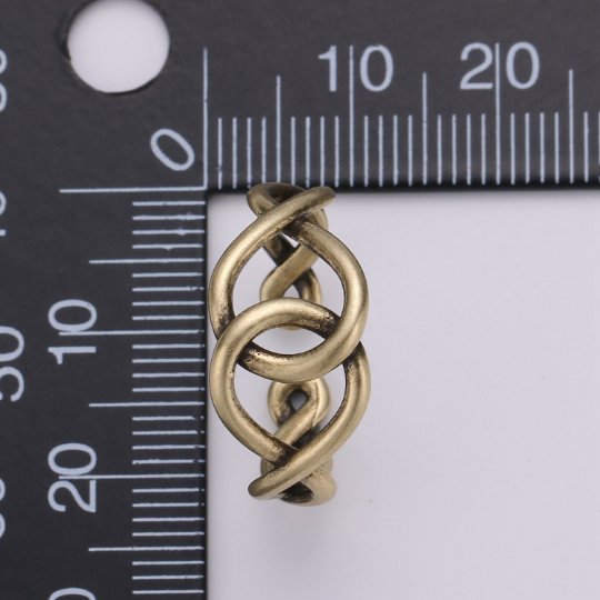 Adjustable Ring Eternity Infinity Braided Crisscross Band Ring Gold plated over Silver for Statement Ring Stack Ring R-015  R-016