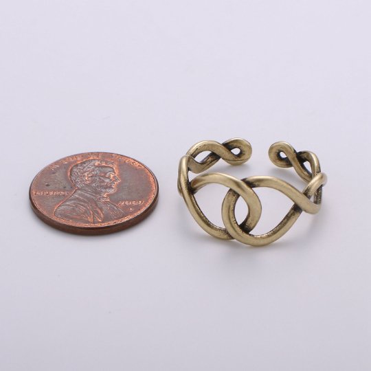 Adjustable Ring Eternity Infinity Braided Crisscross Band Ring Gold plated over Silver for Statement Ring Stack Ring R-015  R-016