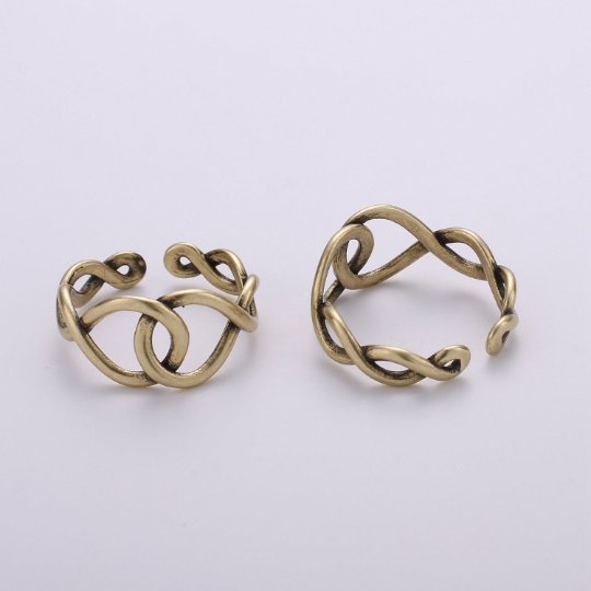 Adjustable Ring Eternity Infinity Braided Crisscross Band Ring Gold plated over Silver for Statement Ring Stack Ring R-015  R-016