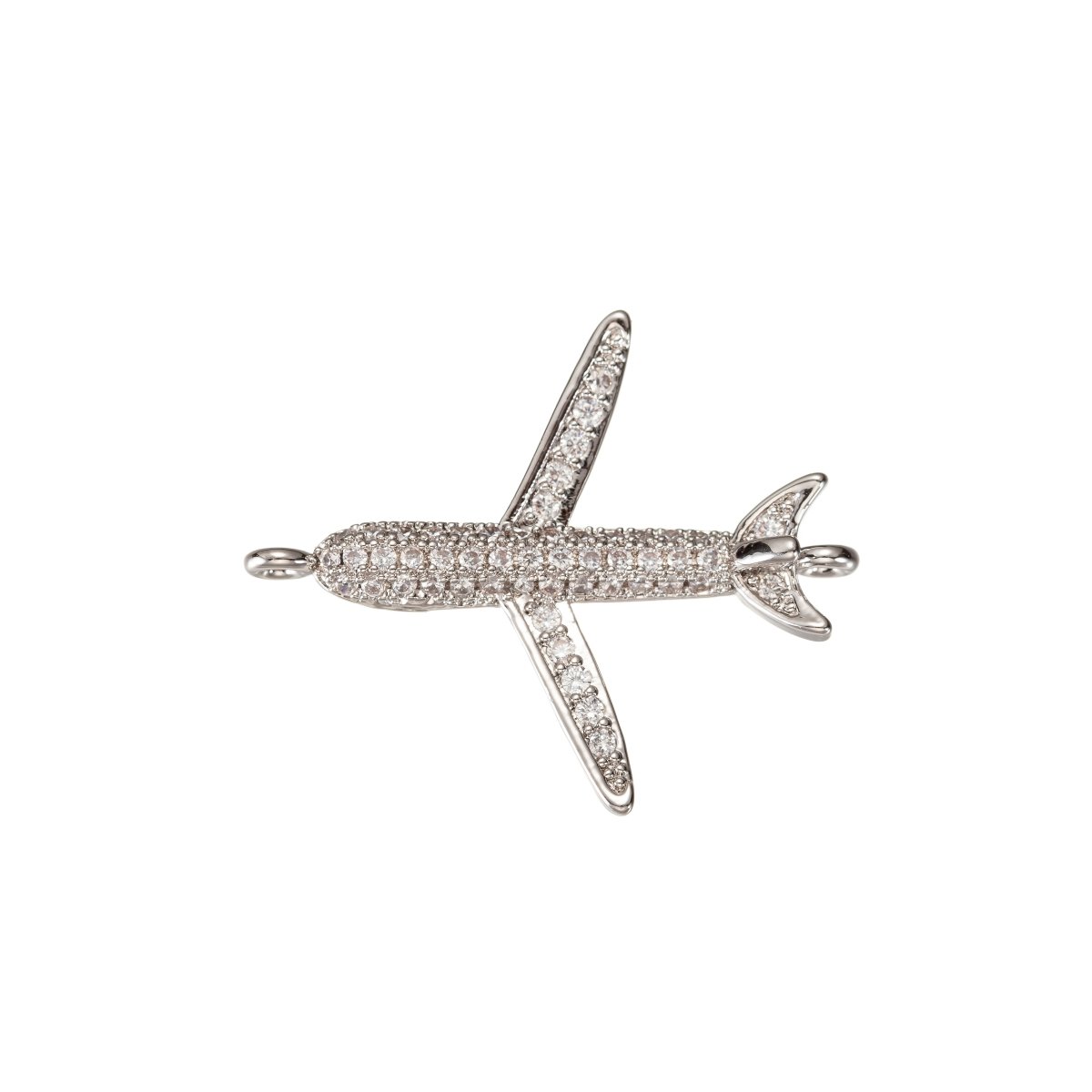 Airplane Connector CZ Micro Pave, Airplane Bracelet CONNECTOR, Traveler Jewelry, Pilot Jewelry, Airplane Charm Connector F-307 F-308