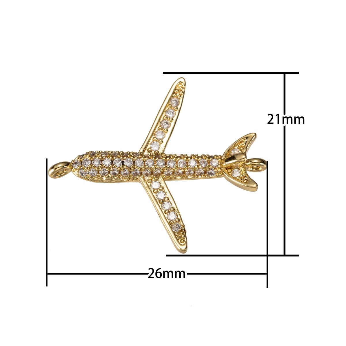 Airplane Connector CZ Micro Pave, Airplane Bracelet CONNECTOR, Traveler Jewelry, Pilot Jewelry, Airplane Charm Connector F-307 F-308