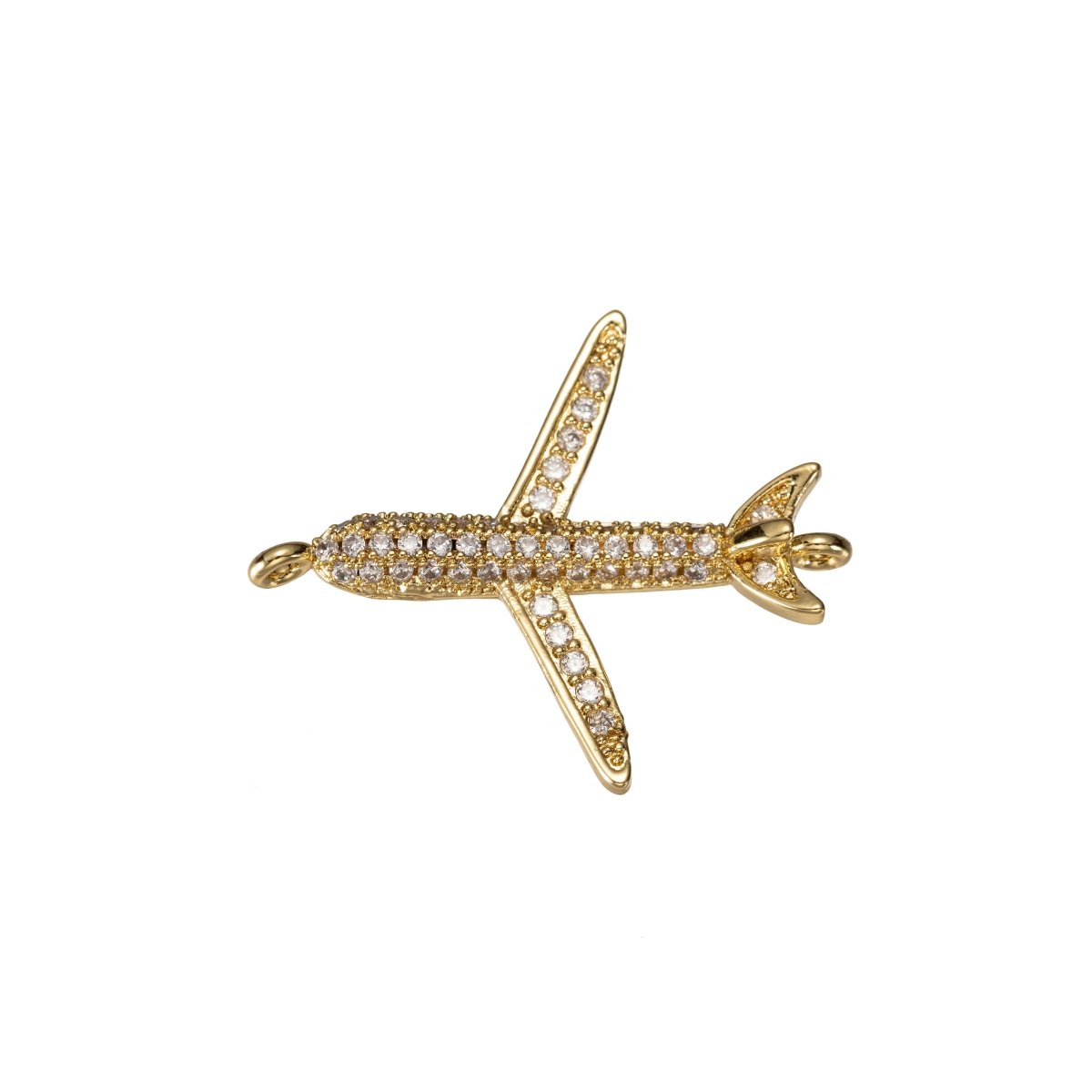 Airplane Connector CZ Micro Pave, Airplane Bracelet CONNECTOR, Traveler Jewelry, Pilot Jewelry, Airplane Charm Connector F-307 F-308