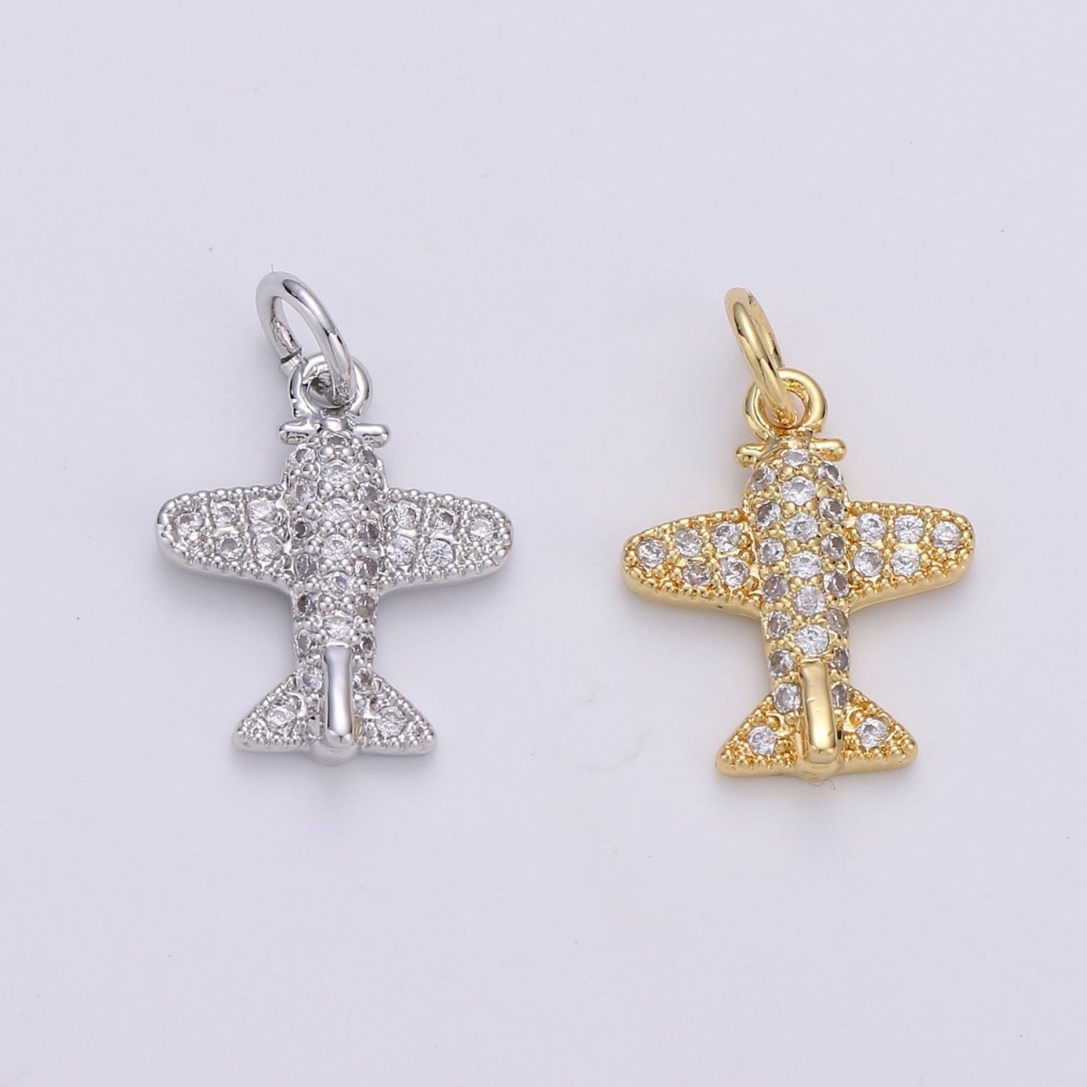 Airplane Gold Filled Charm with Crystal - D-201-D-202